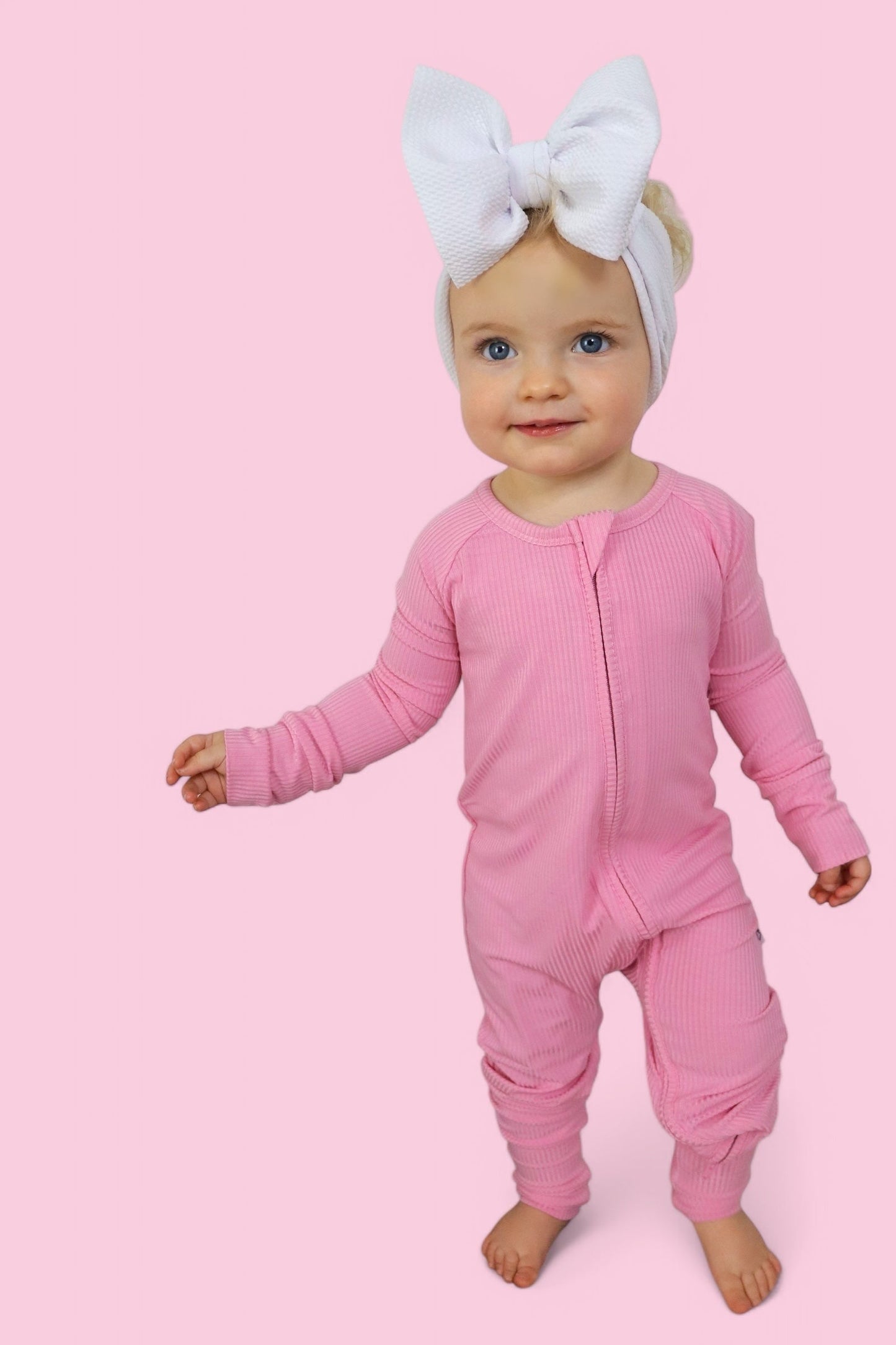 BELLA PINK RIB DREAM ROMPER -DS