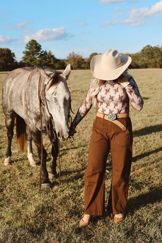 The Lace Top - Brown -DS