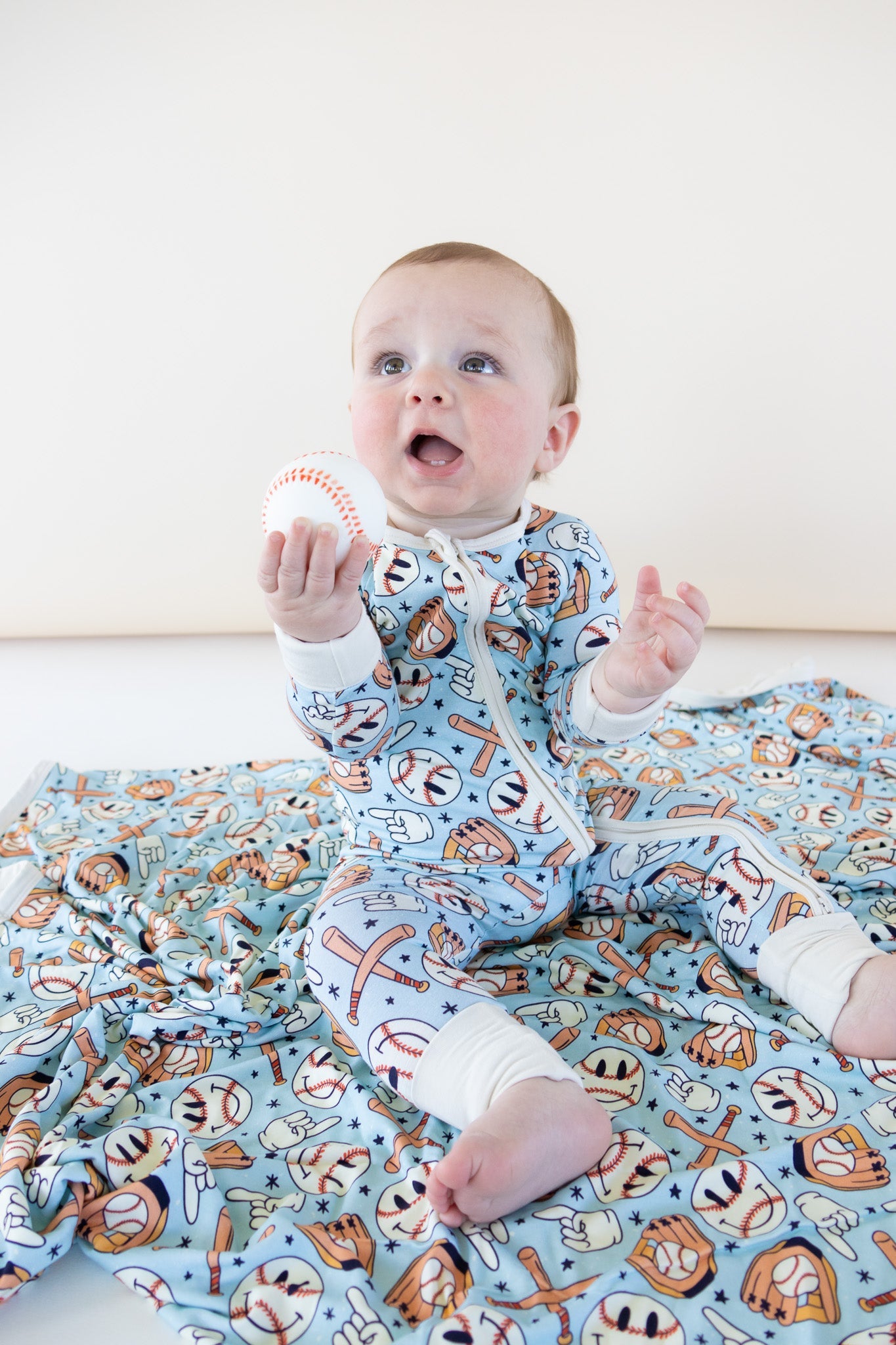 BASEBALL SMILEY DREAM ROMPER -DS