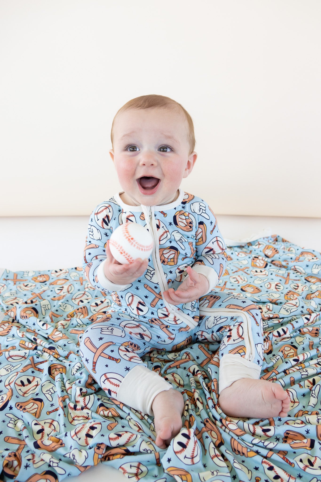 BASEBALL SMILEY DREAM ROMPER -DS