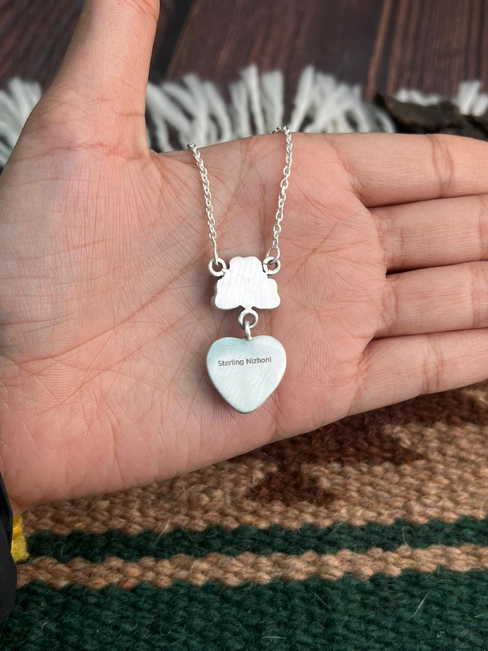 "Heart Collection" Handmade Sterling Silver Cotton Candy Necklace "Signed Nizhoni" -DS