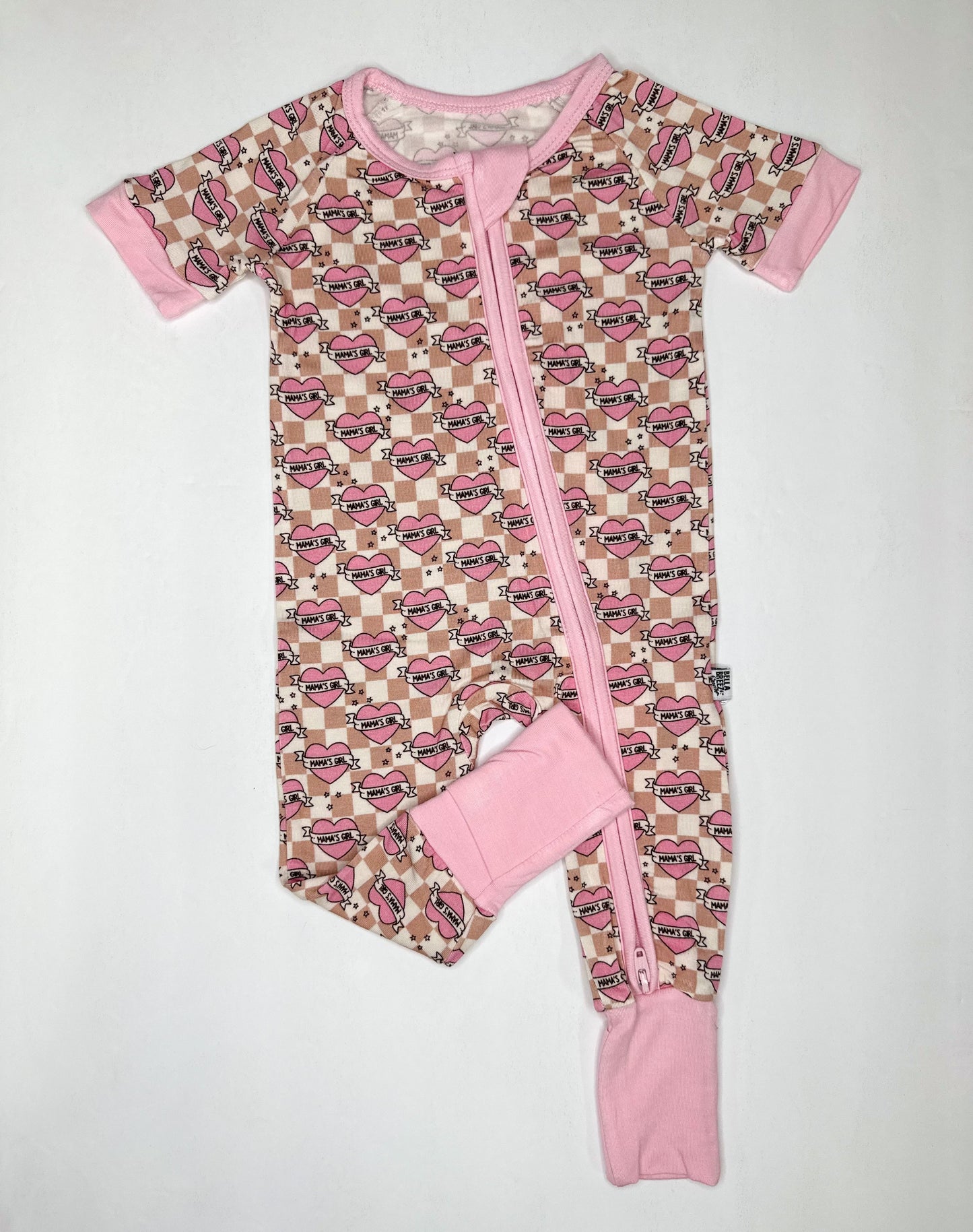 Checkered Mama's Girl Short Sleeve Bamboo Sleeper -DS