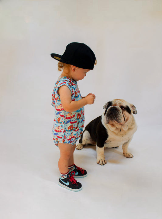 Patriotic Bulldogs Bamboo Hooded Romper -DS