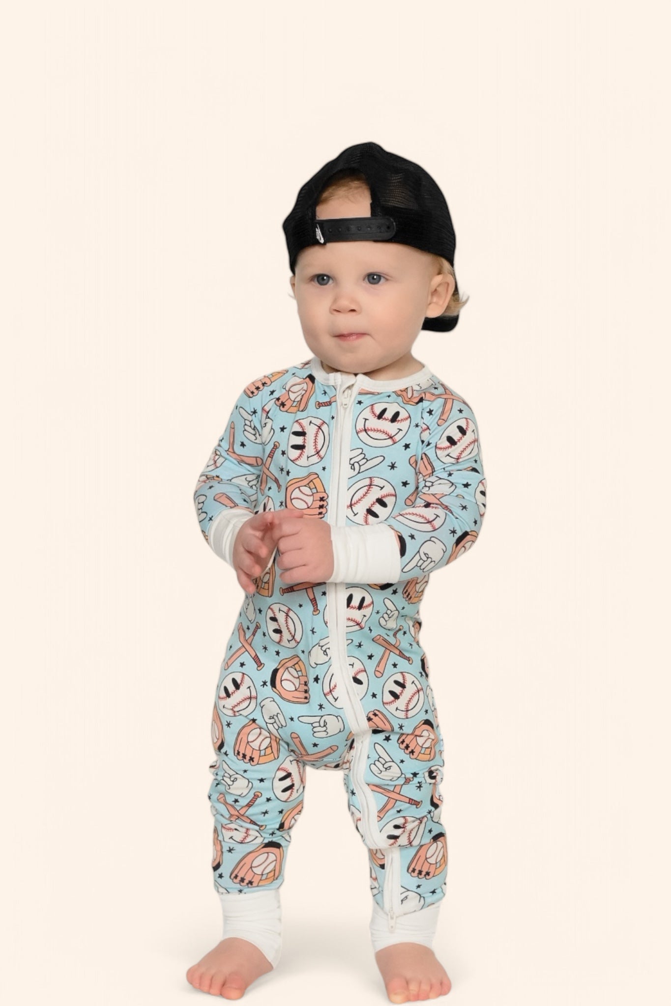 BASEBALL SMILEY DREAM ROMPER -DS