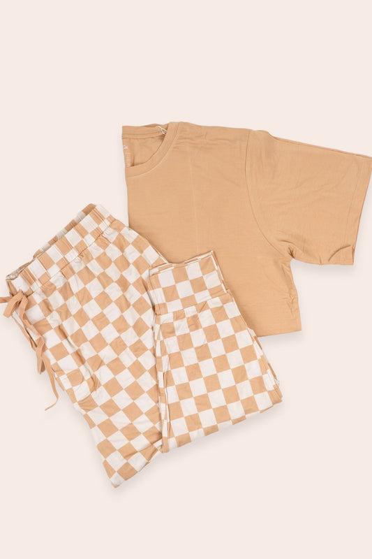 SANDY CHECKERS SHORT SLEEVE MEN'S DREAM JOGGER SET -DS