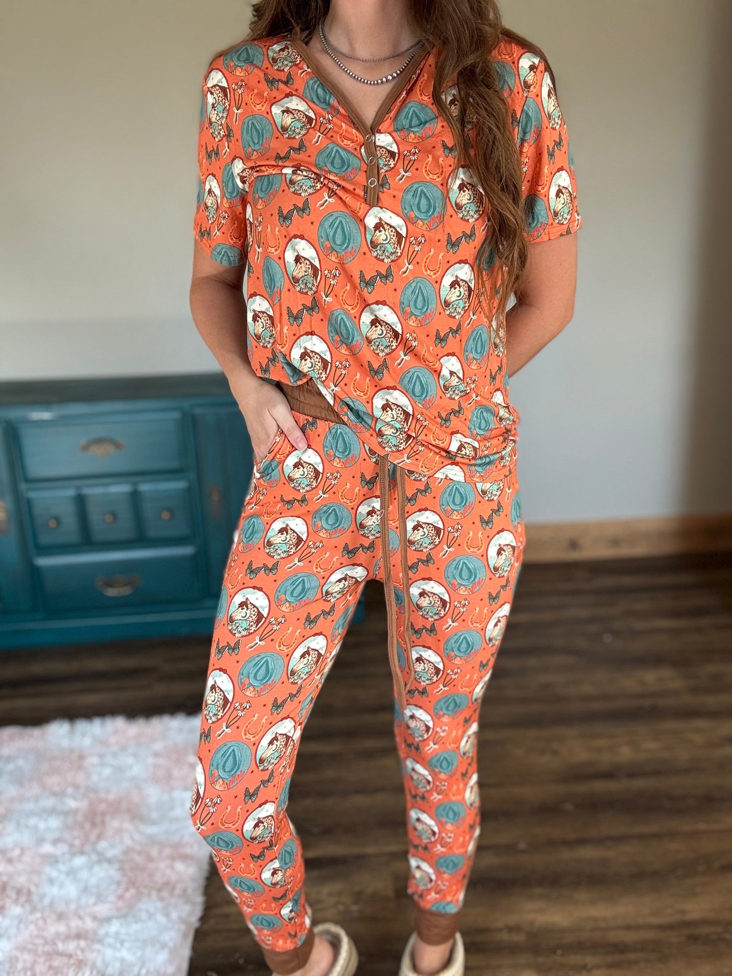 Peach Pony Adult Bamboo Jogger Set-DS