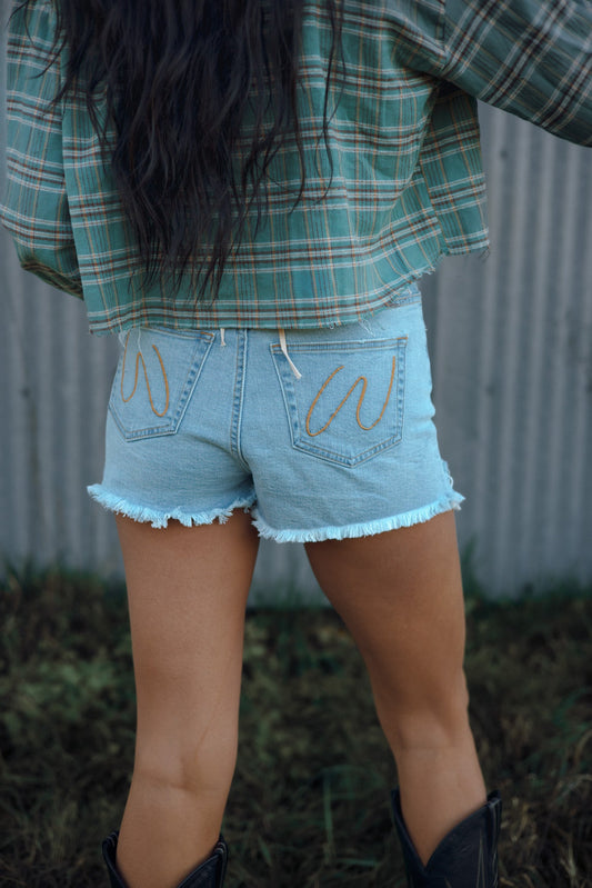 Saylor Distressed Denim Shorts - Light Wash -DS