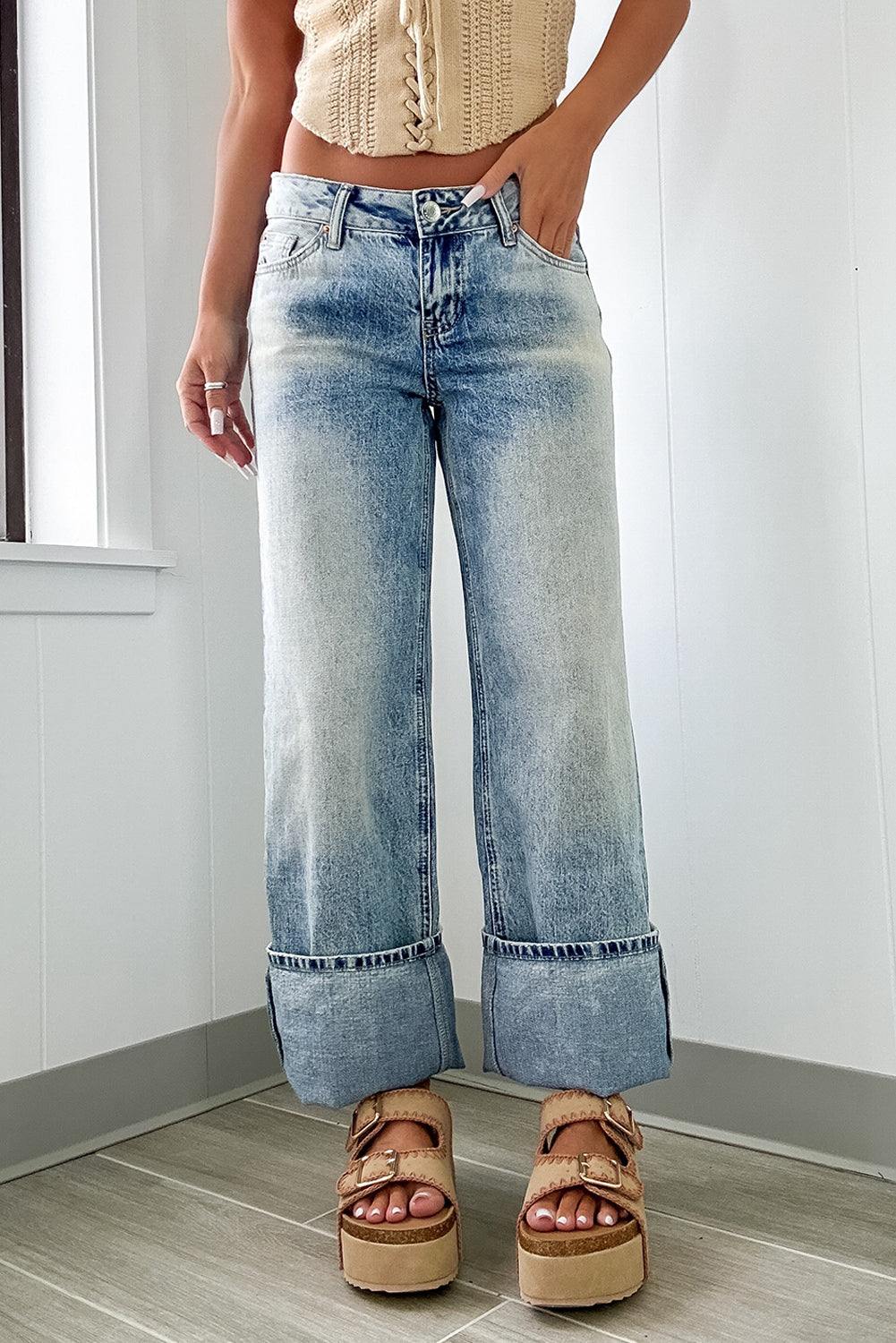 Myosotis High Rise Button Zip Fly Medium Wash Jeans -DS