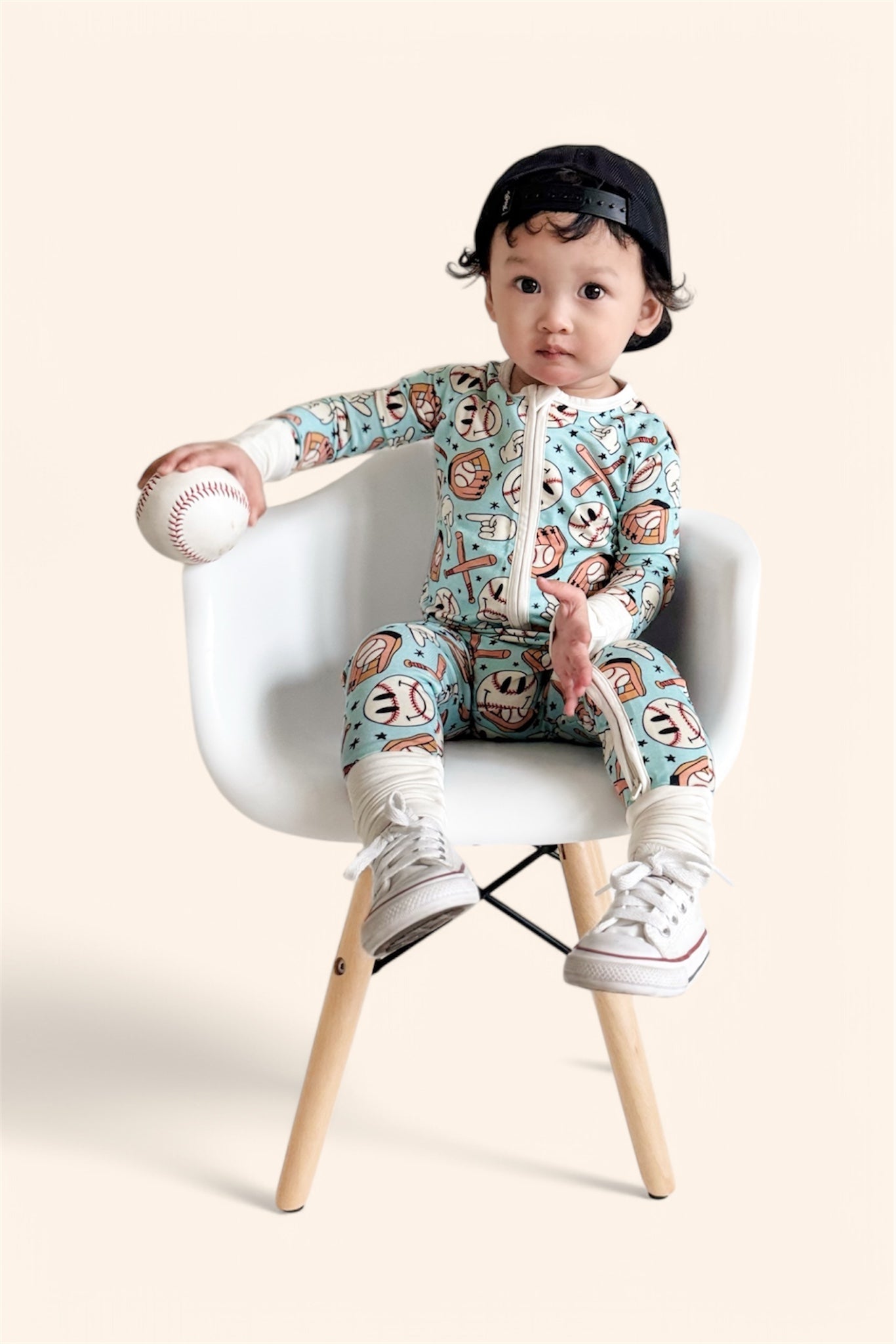 BASEBALL SMILEY DREAM ROMPER -DS