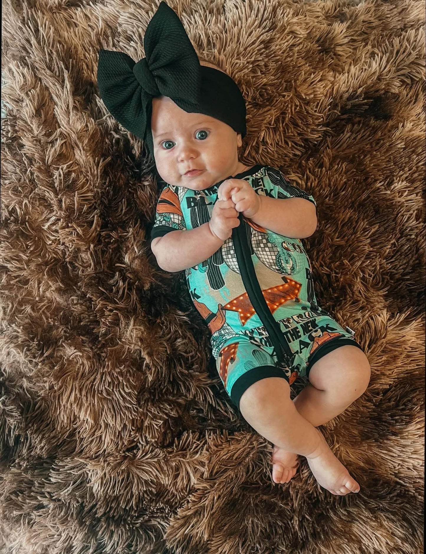 Cow print is the New Black Bamboo Shortie Romper -DS