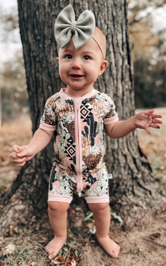 Cowgirl Bamboo Shortie Romper -DS