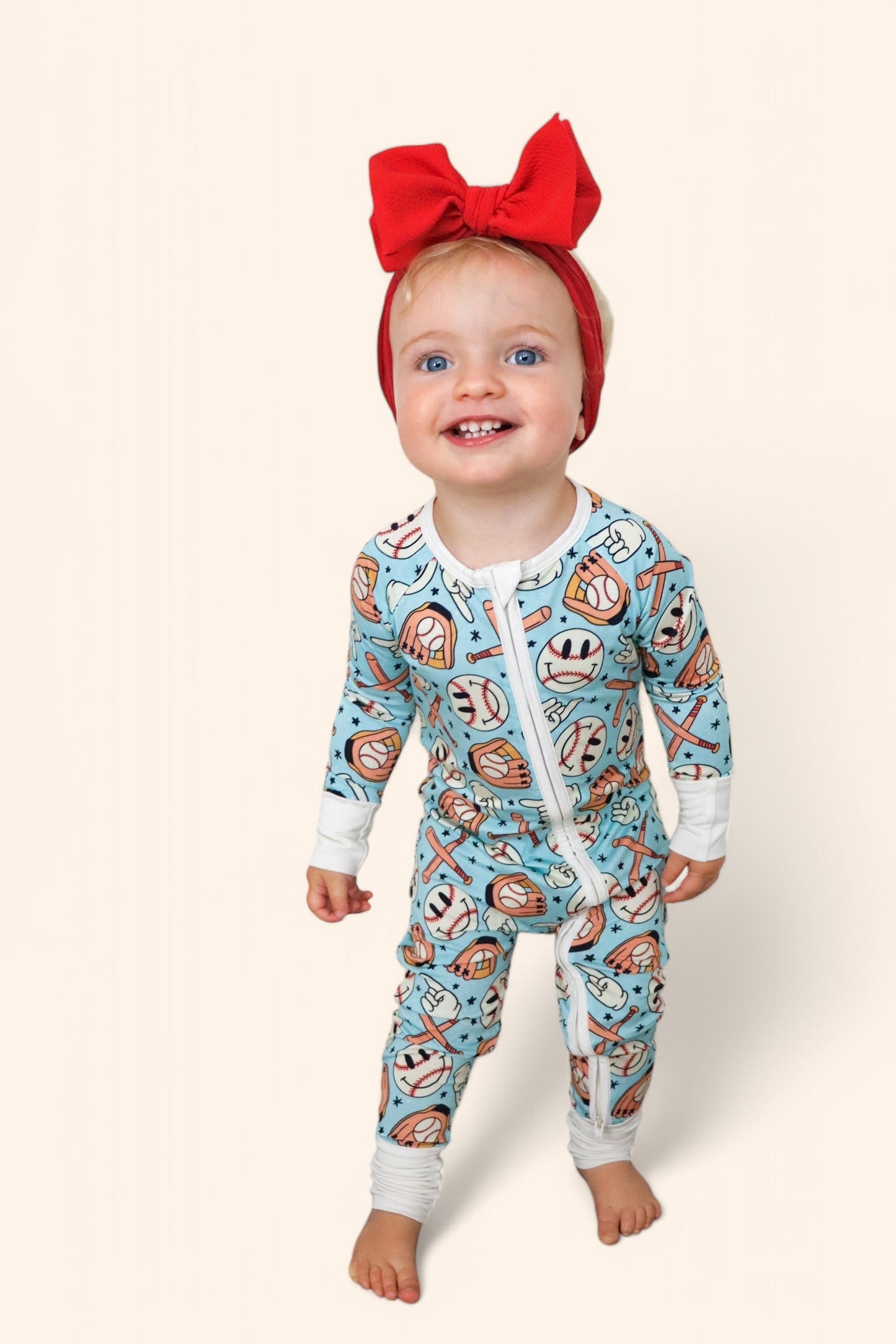 BASEBALL SMILEY DREAM ROMPER -DS