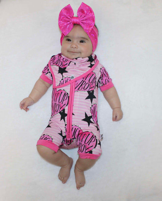 Pucker Up Cowboy Bamboo Shortie Romper -DS