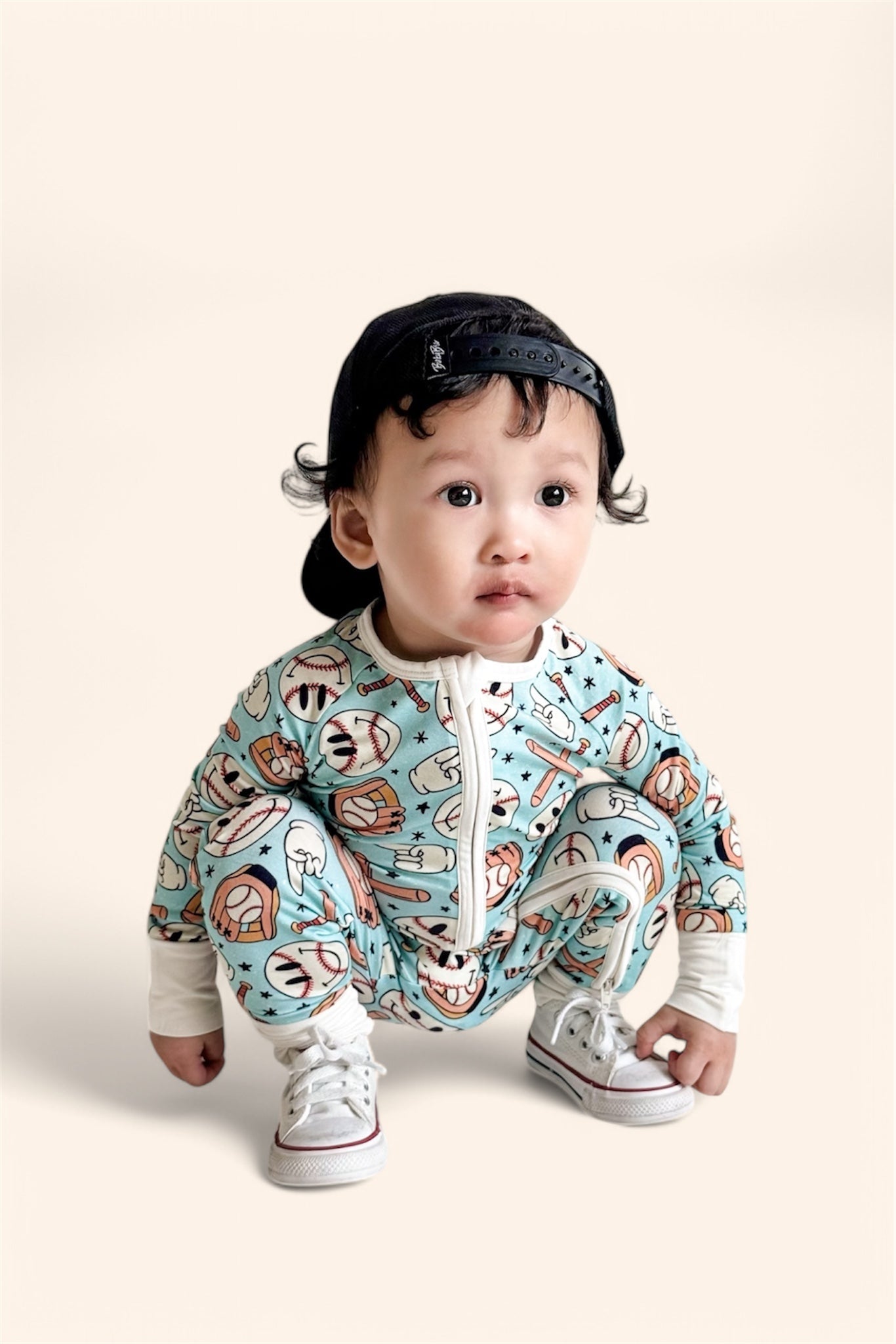 BASEBALL SMILEY DREAM ROMPER -DS