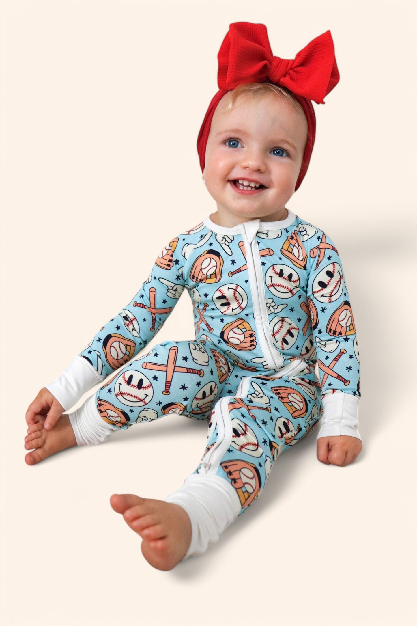 BASEBALL SMILEY DREAM ROMPER -DS