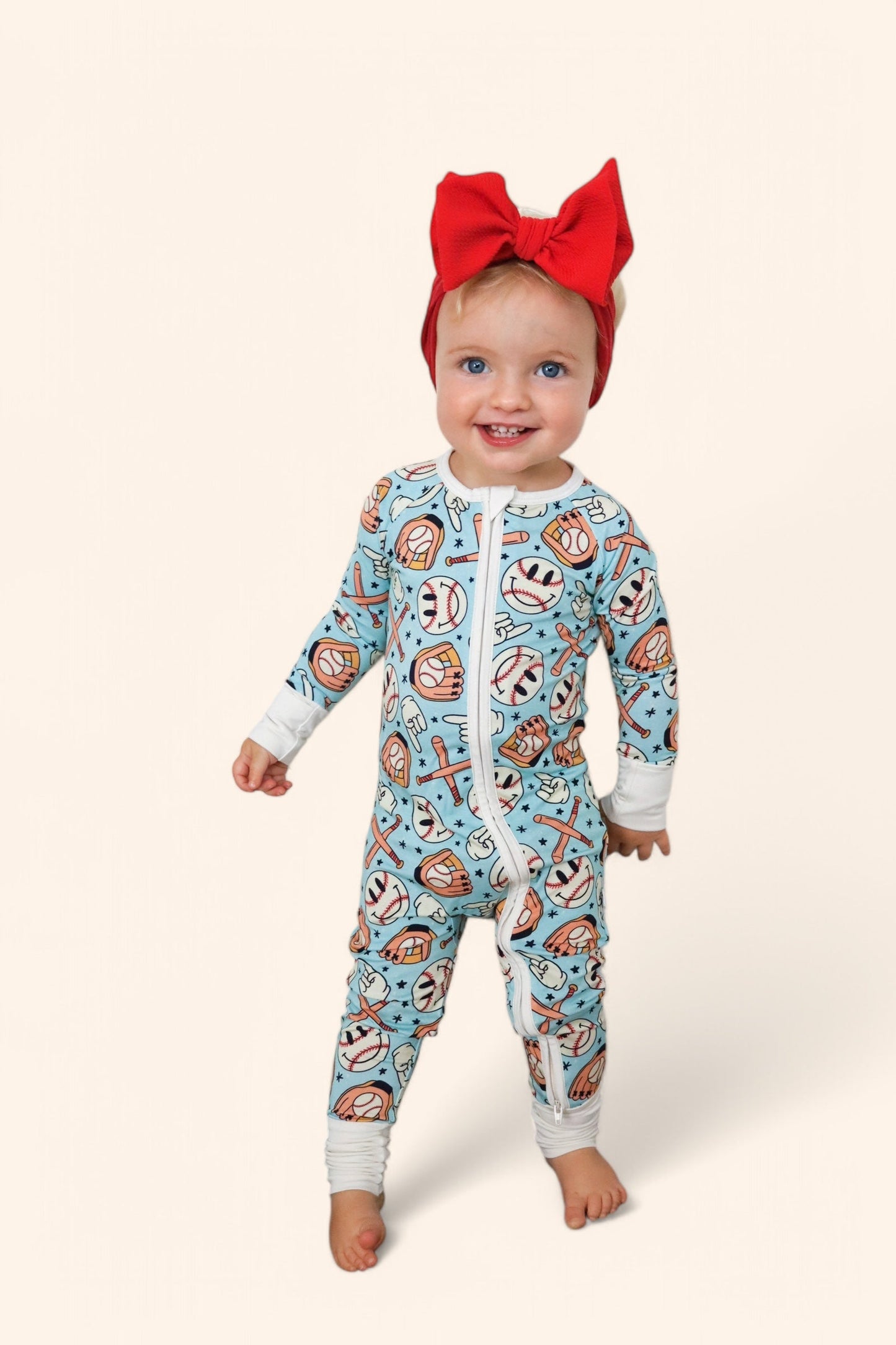 BASEBALL SMILEY DREAM ROMPER -DS