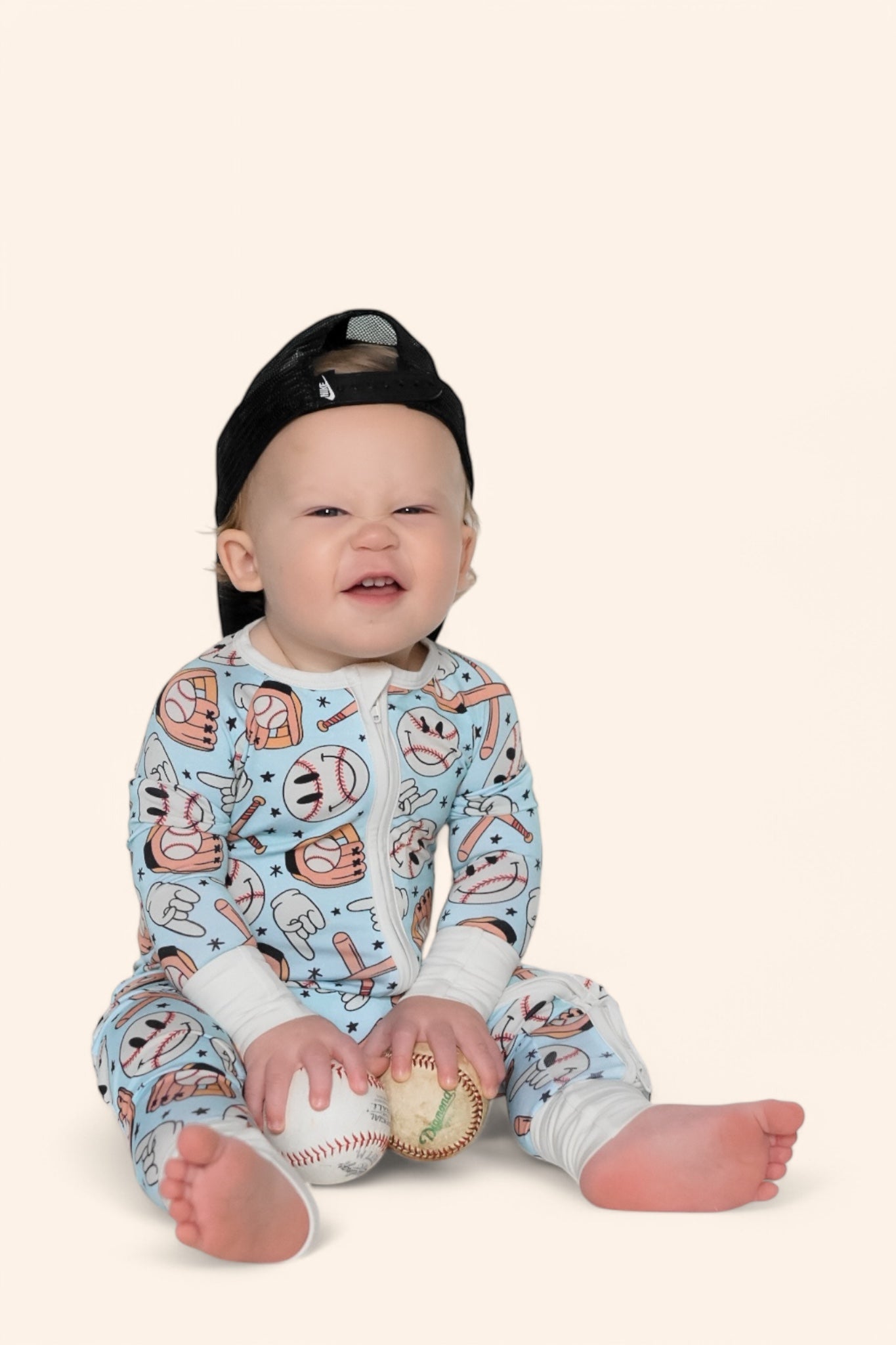 BASEBALL SMILEY DREAM ROMPER -DS