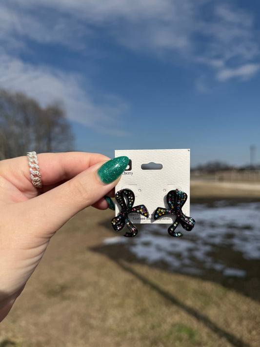 Bedazzled Bow Earrings (2 colors) -DS