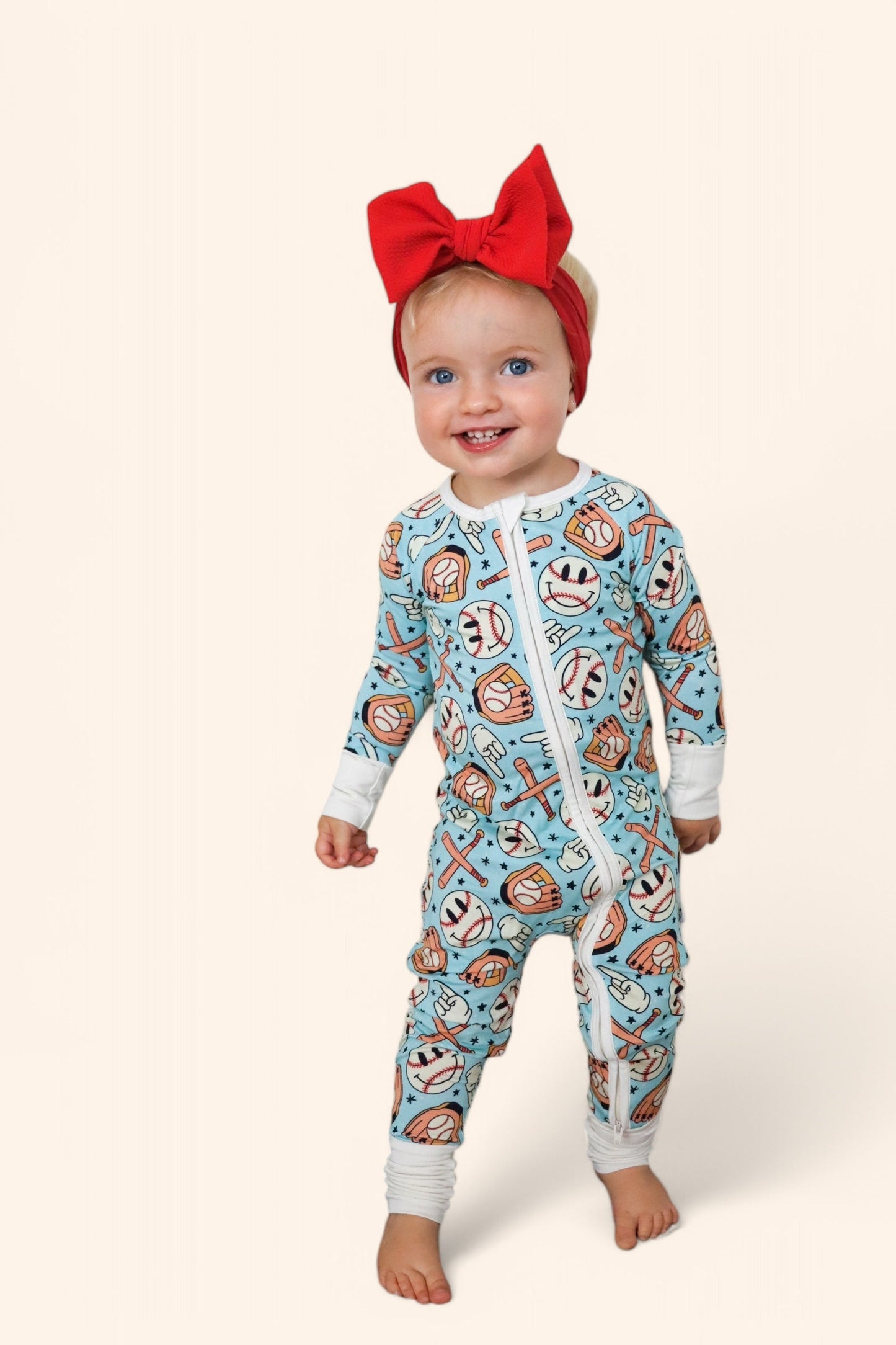 BASEBALL SMILEY DREAM ROMPER -DS