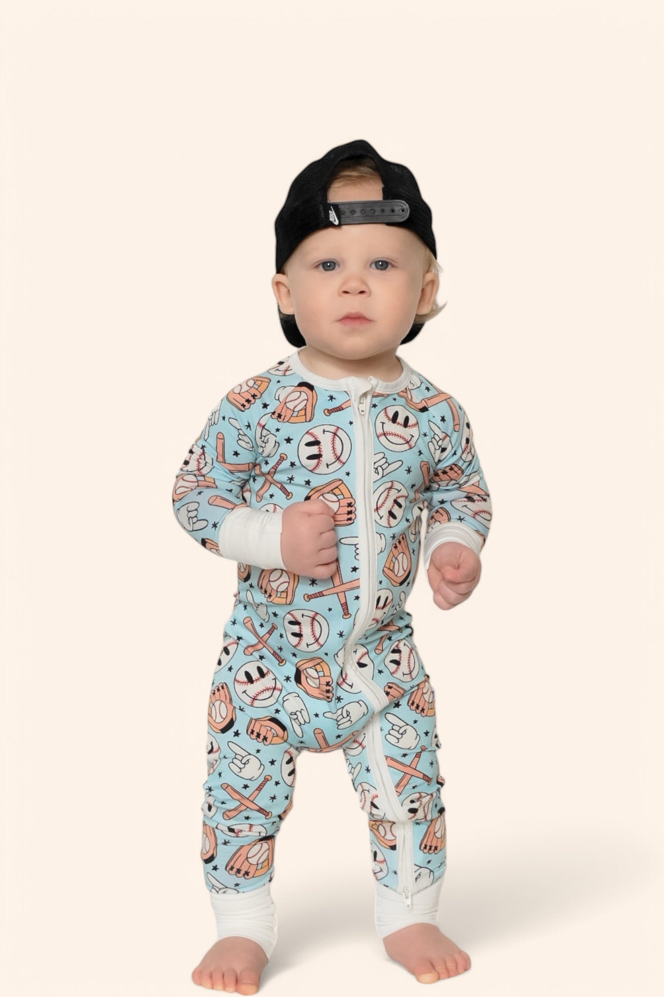 BASEBALL SMILEY DREAM ROMPER -DS
