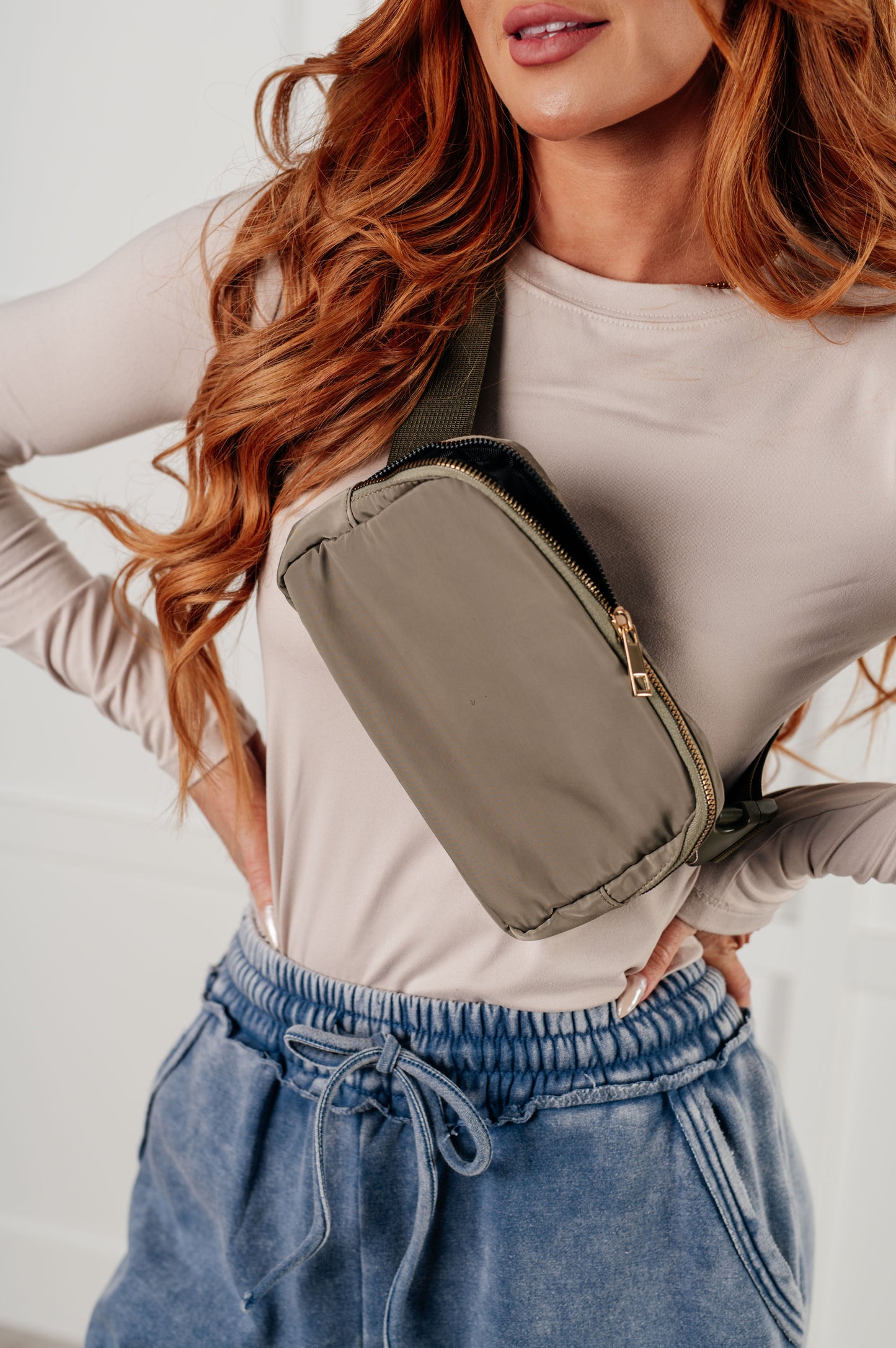 Everywhere I Go Crossbody Belt Bag in Olive-DS