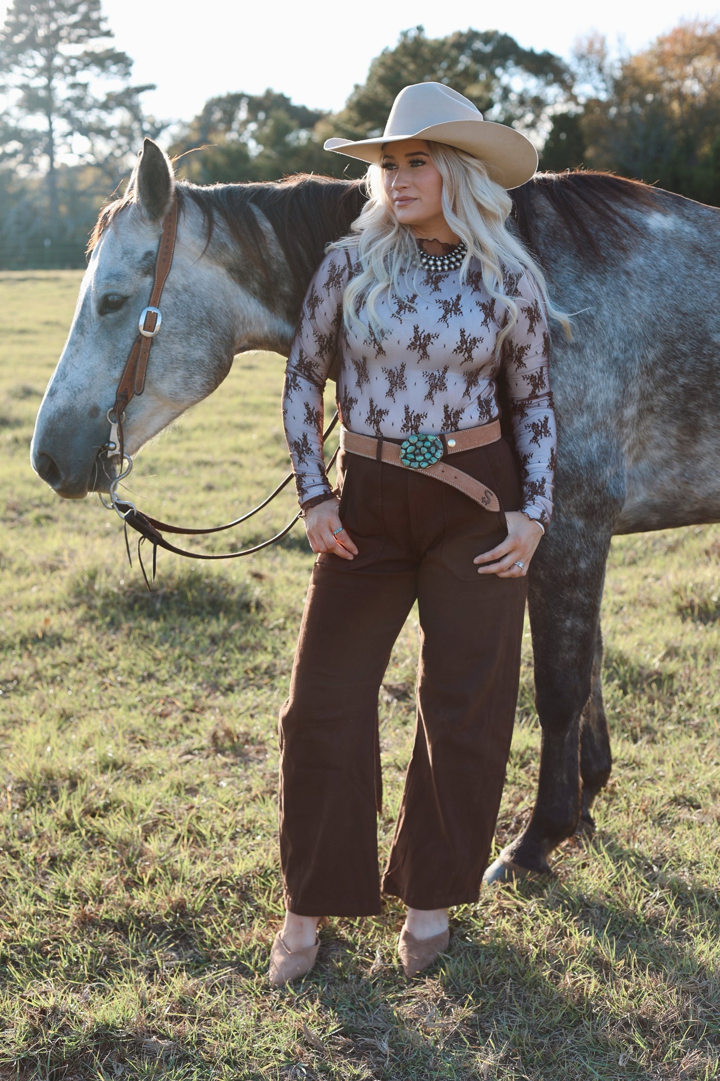 The Lace Top - Brown -DS