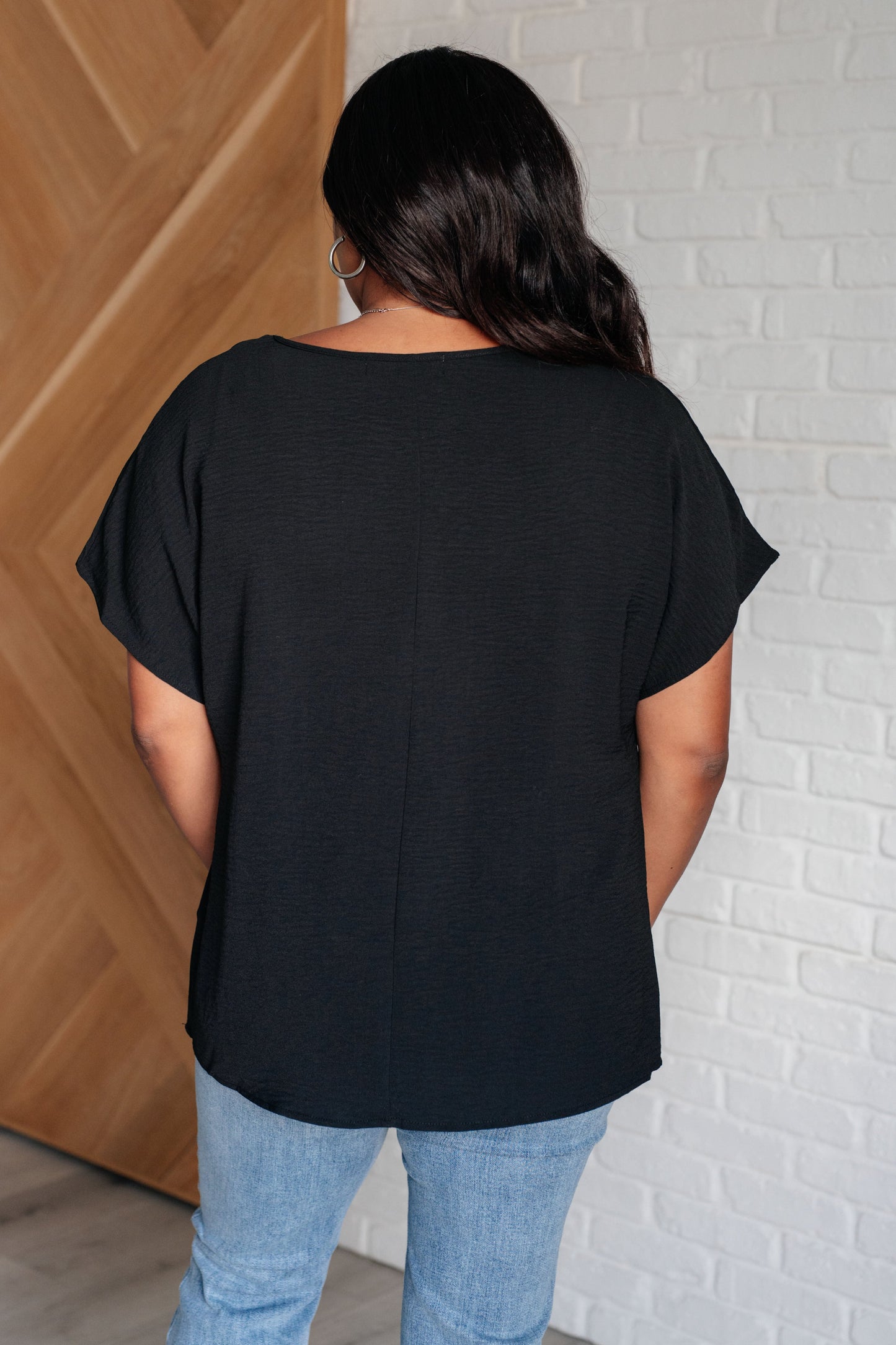 Frequently Asked Questions V-Neck Top in Black -DS