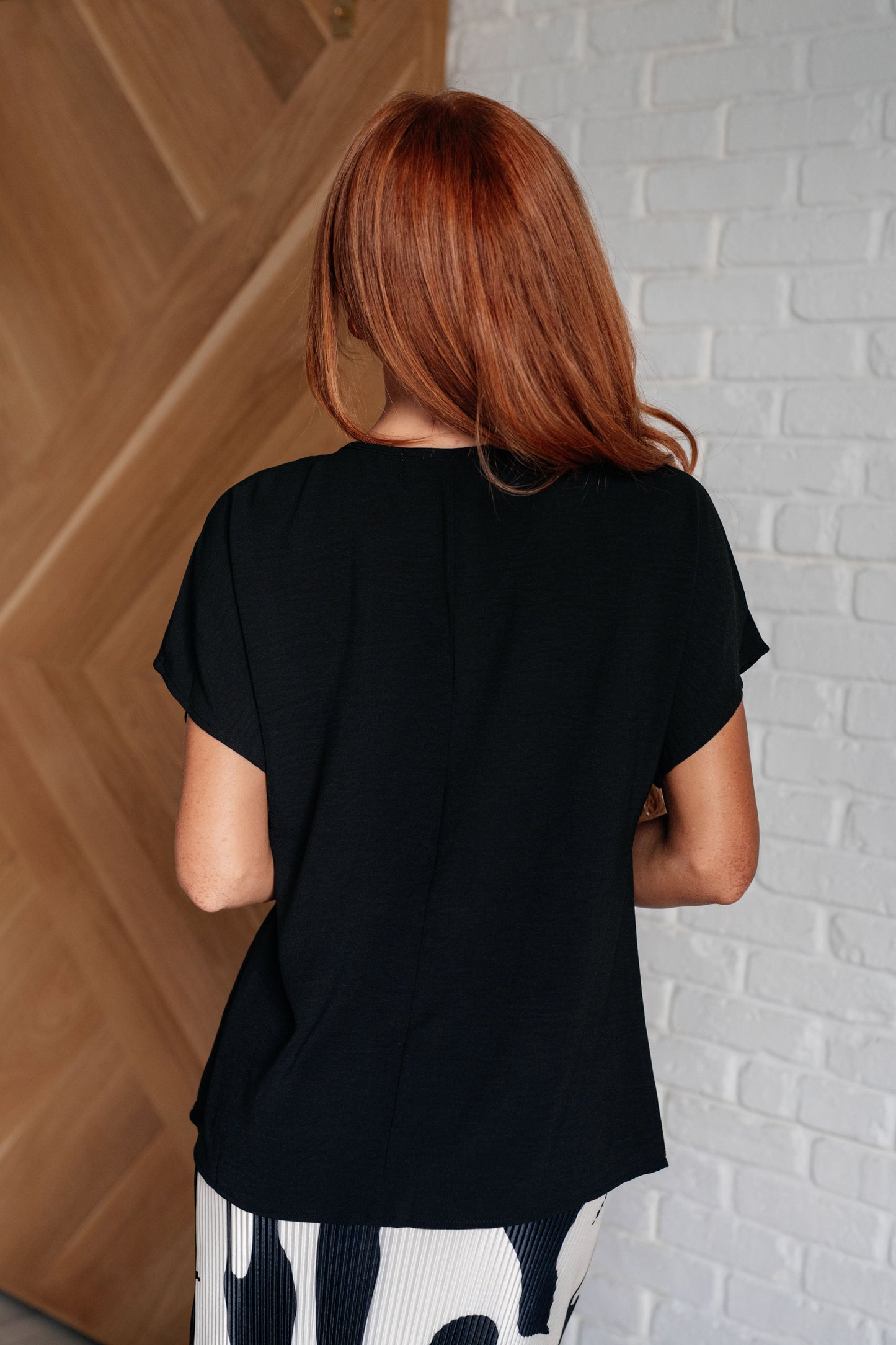 Frequently Asked Questions V-Neck Top in Black -DS