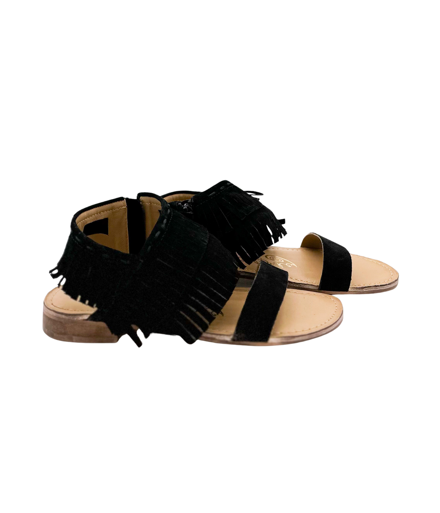 Fringe Star Sandal in Black -DS