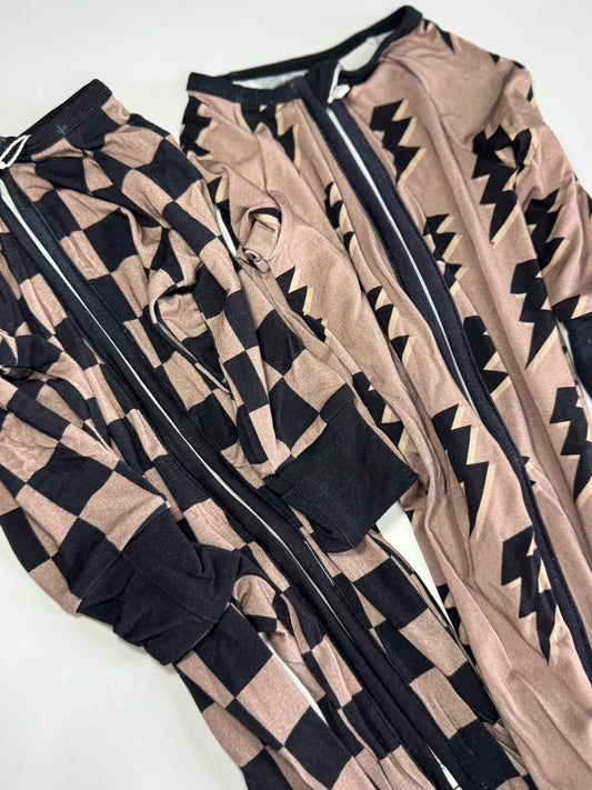 DS- Charcoal Checkers Bamboo Romper