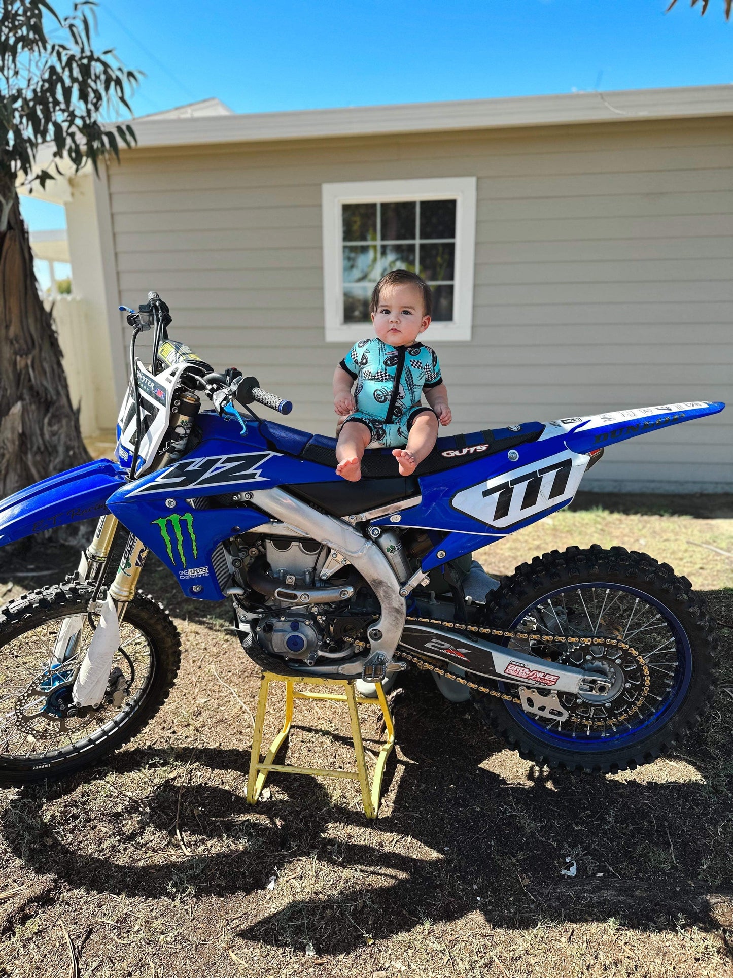 Dirt bike Bamboo Shortie Romper -DS