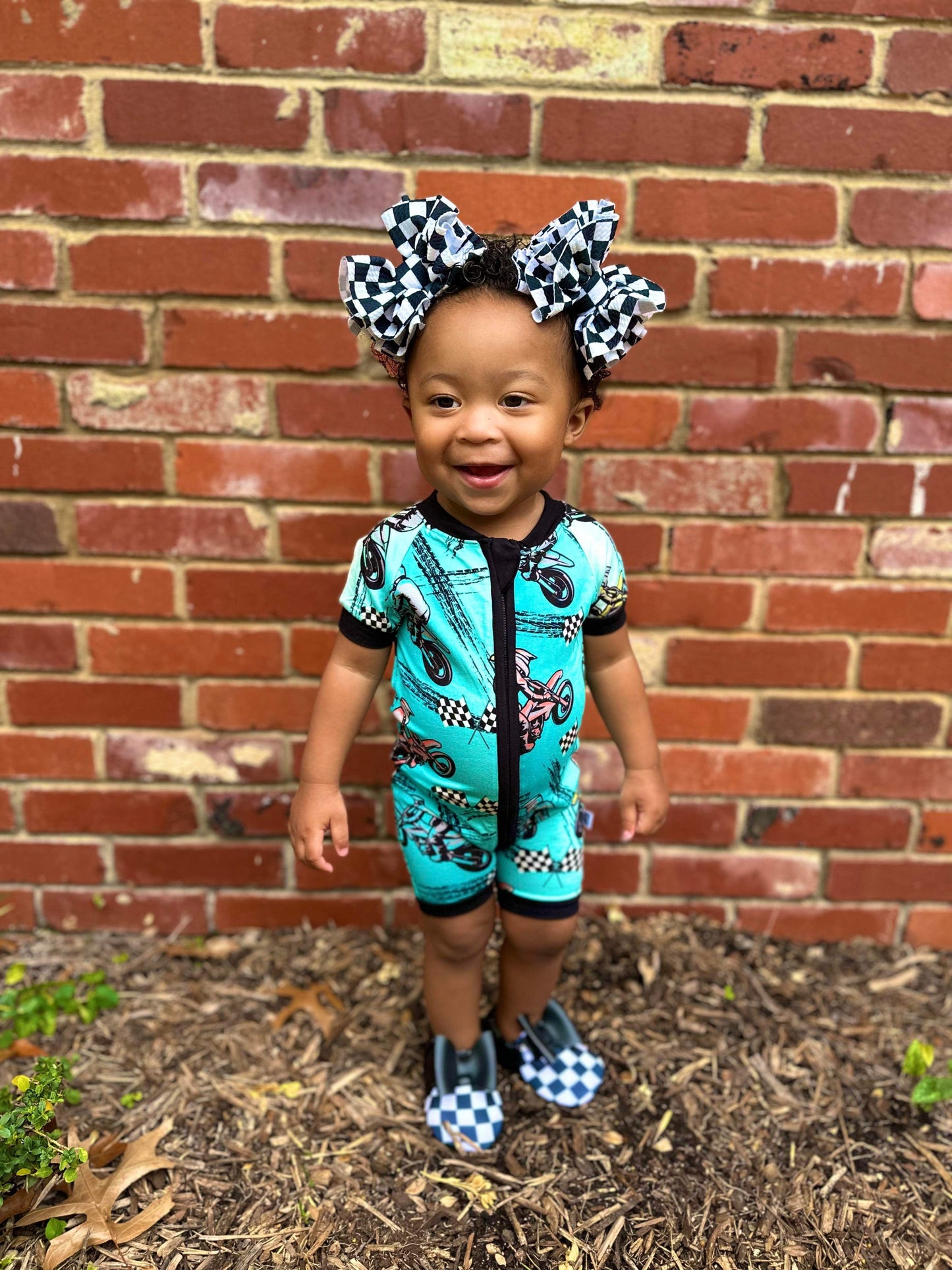 Dirt bike Bamboo Shortie Romper -DS