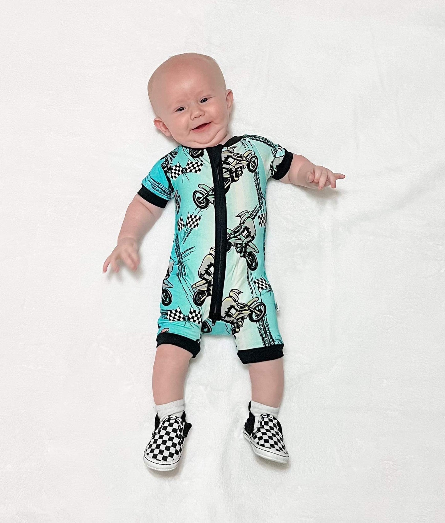 Dirt bike Bamboo Shortie Romper -DS