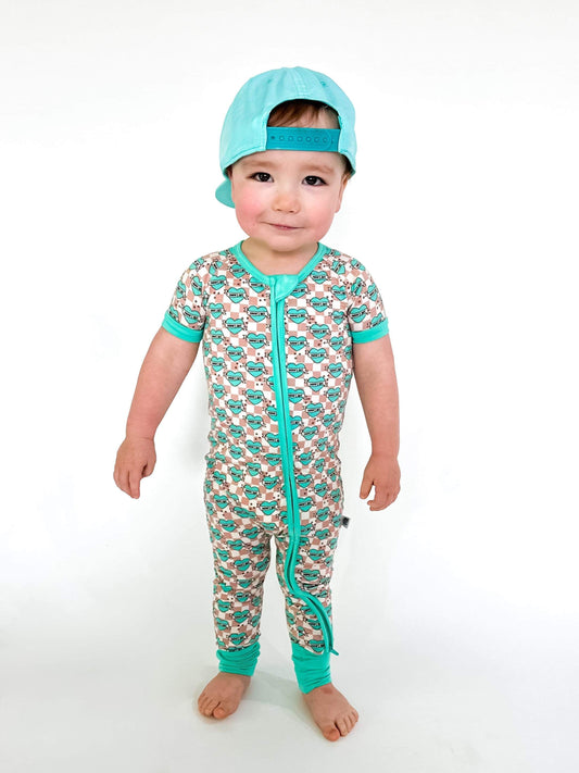 Checkered Mama's Boy Short Sleeve Bamboo Sleeper -DS