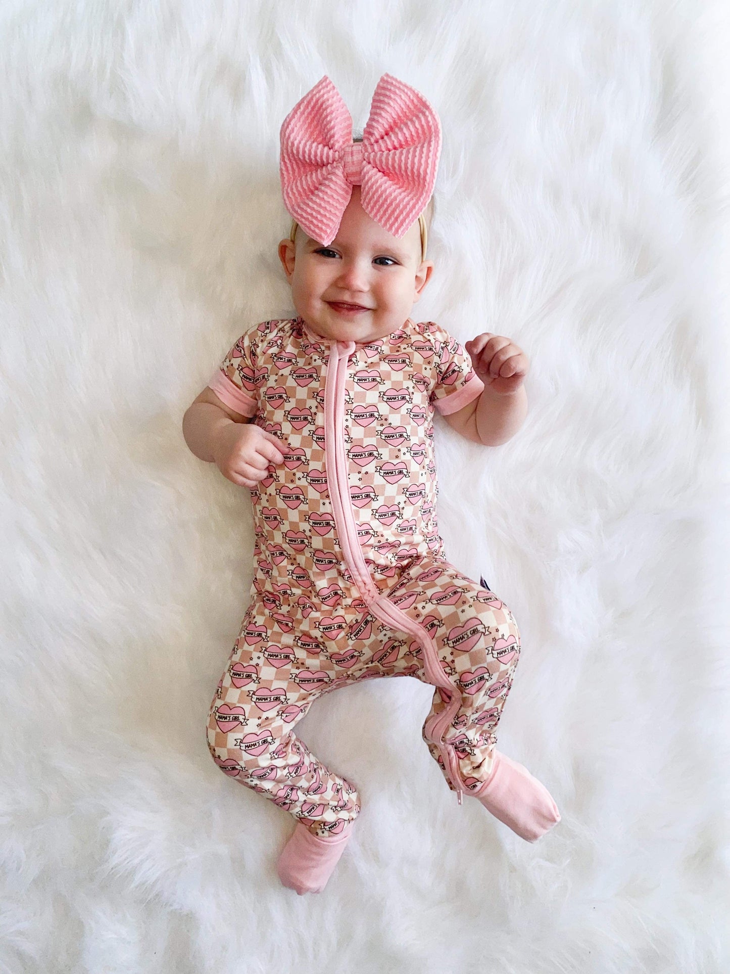 Checkered Mama's Girl Short Sleeve Bamboo Sleeper -DS