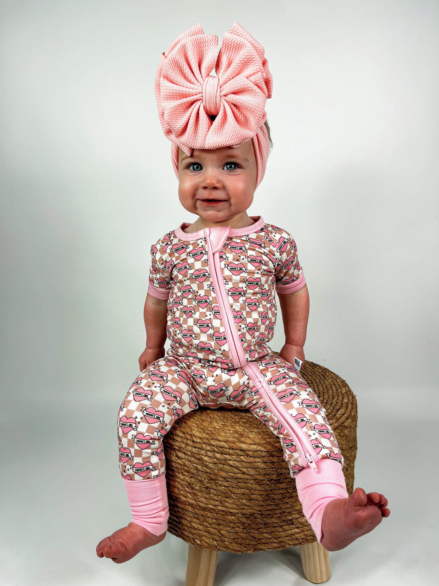 Checkered Mama's Girl Short Sleeve Bamboo Sleeper -DS