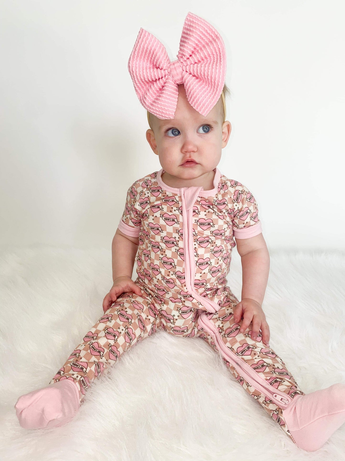 Checkered Mama's Girl Short Sleeve Bamboo Sleeper -DS
