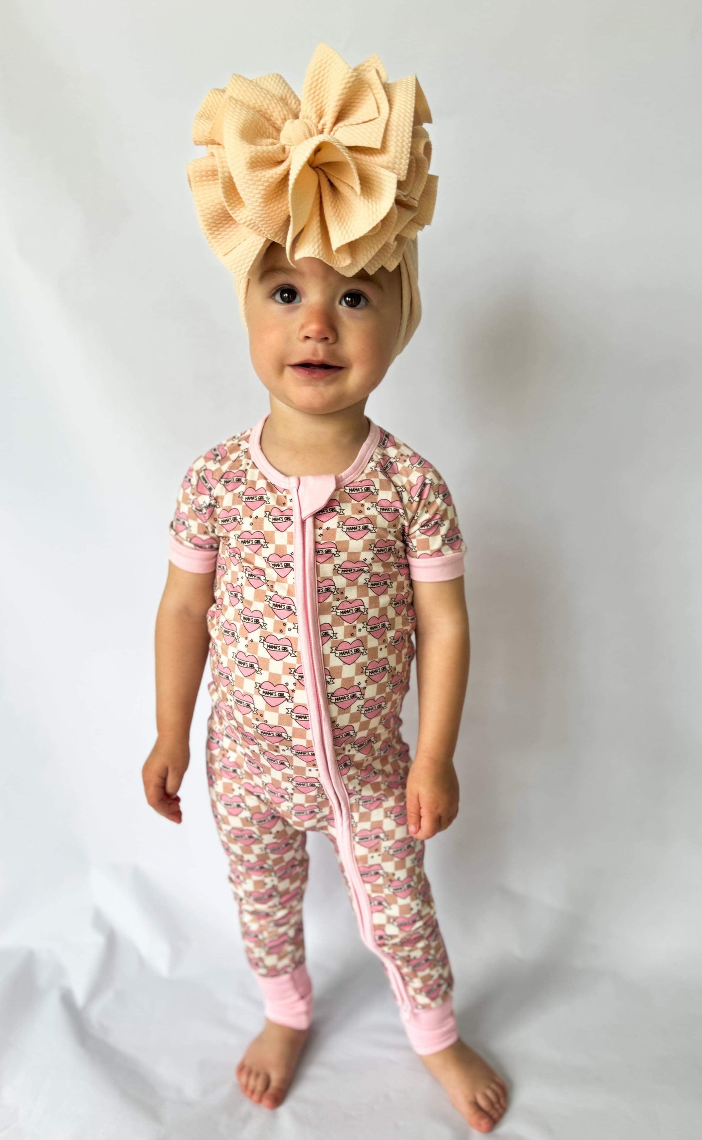 Checkered Mama's Girl Short Sleeve Bamboo Sleeper -DS