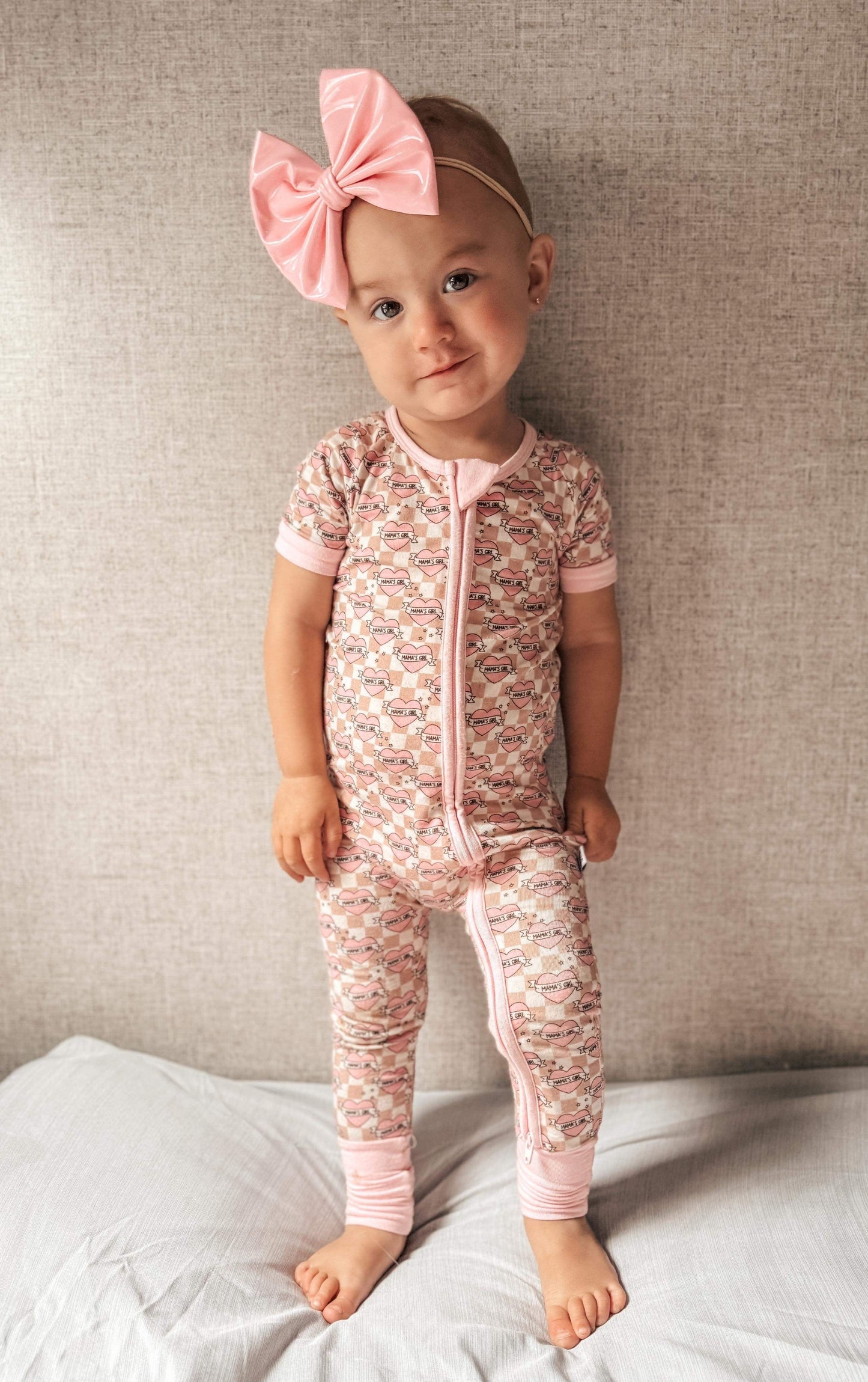 Checkered Mama's Girl Short Sleeve Bamboo Sleeper -DS