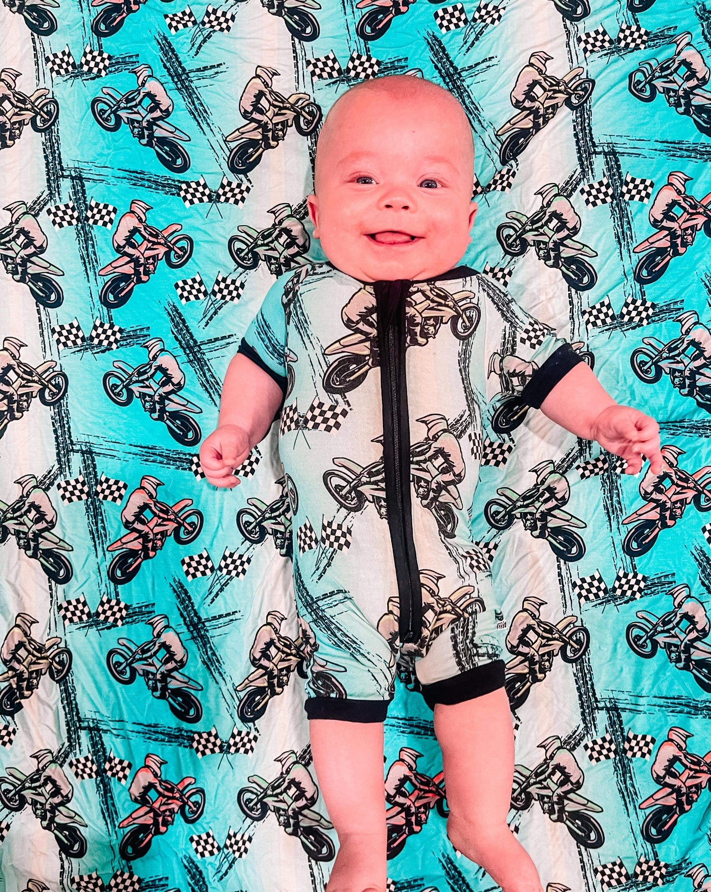 Dirt bike Bamboo Shortie Romper -DS