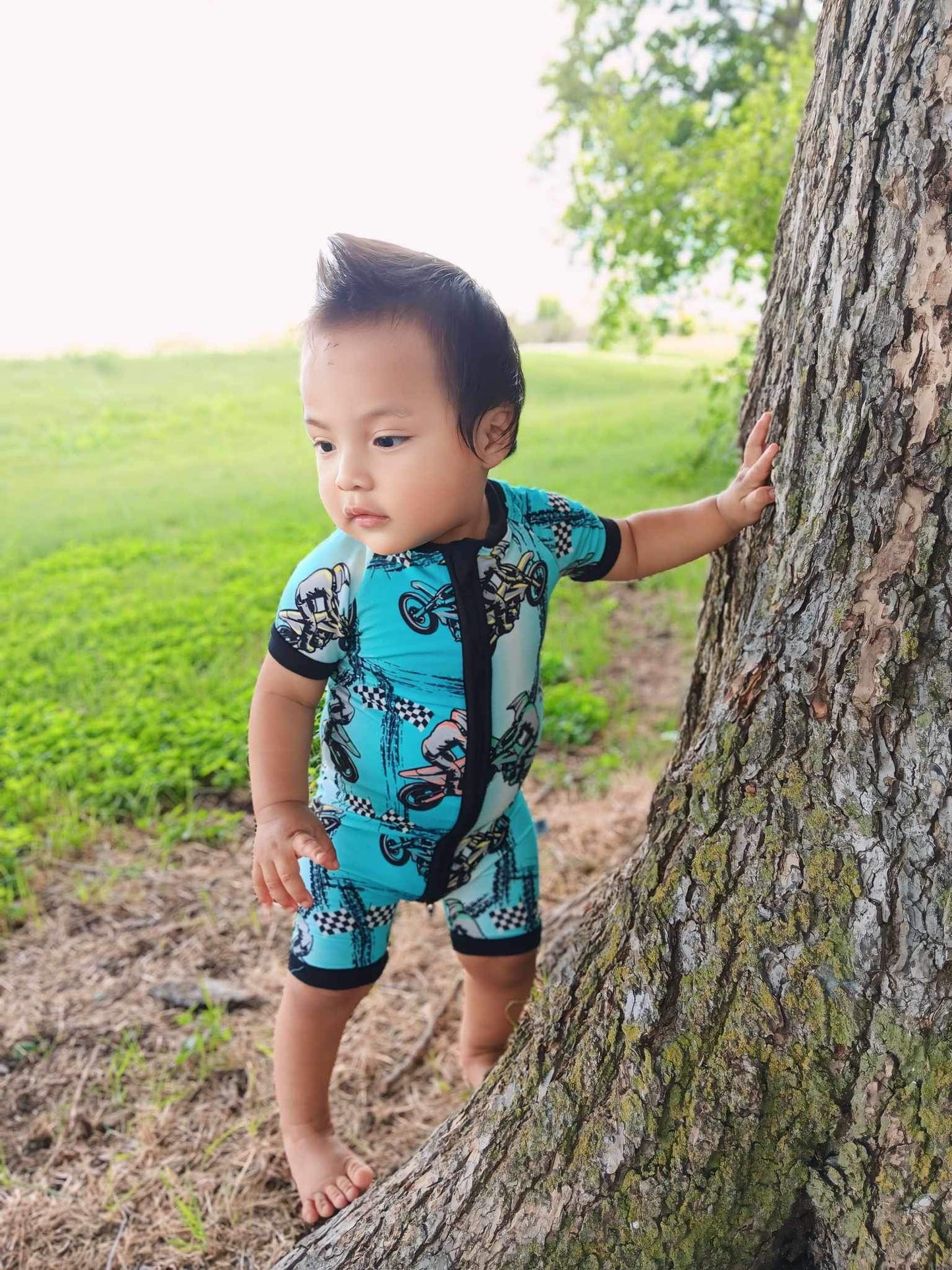 Dirt bike Bamboo Shortie Romper -DS