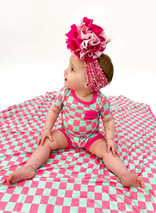 Bubblegum Checks Bamboo Short Set -DS