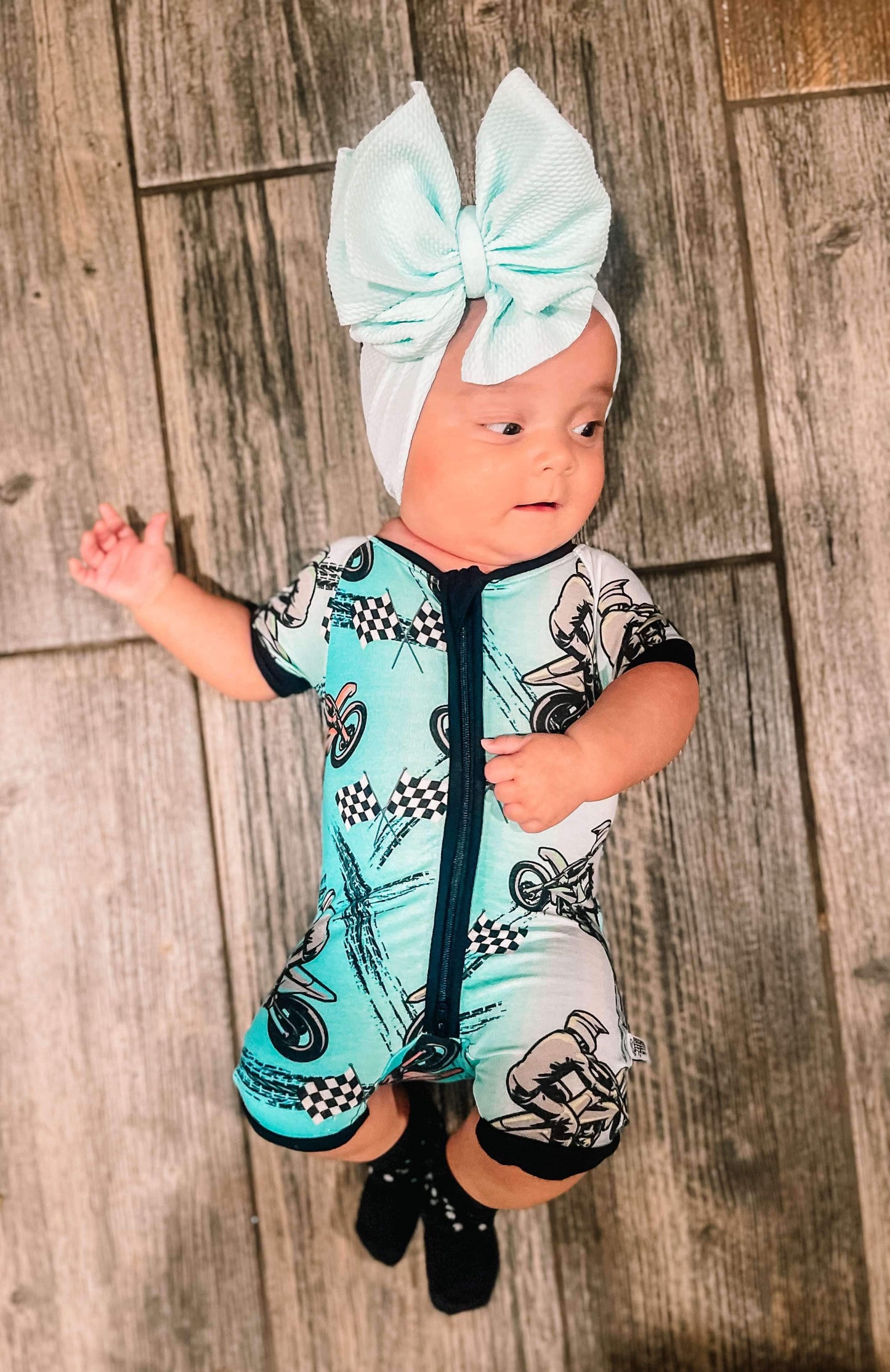 Dirt bike Bamboo Shortie Romper -DS