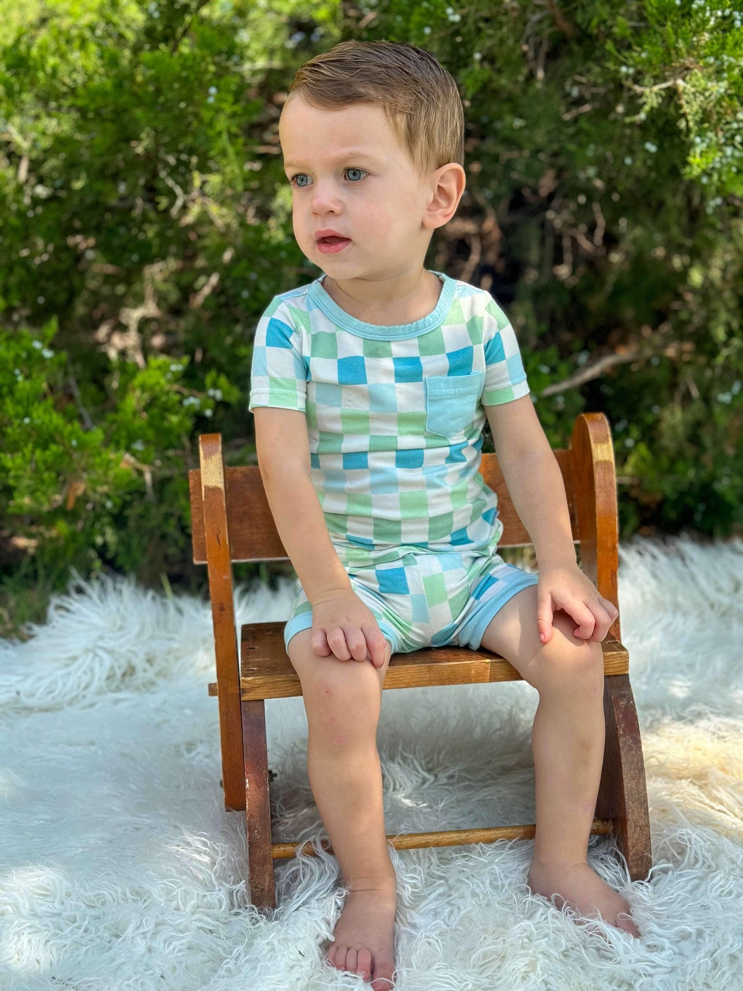 Ocean Checks Bamboo Short Set -DS