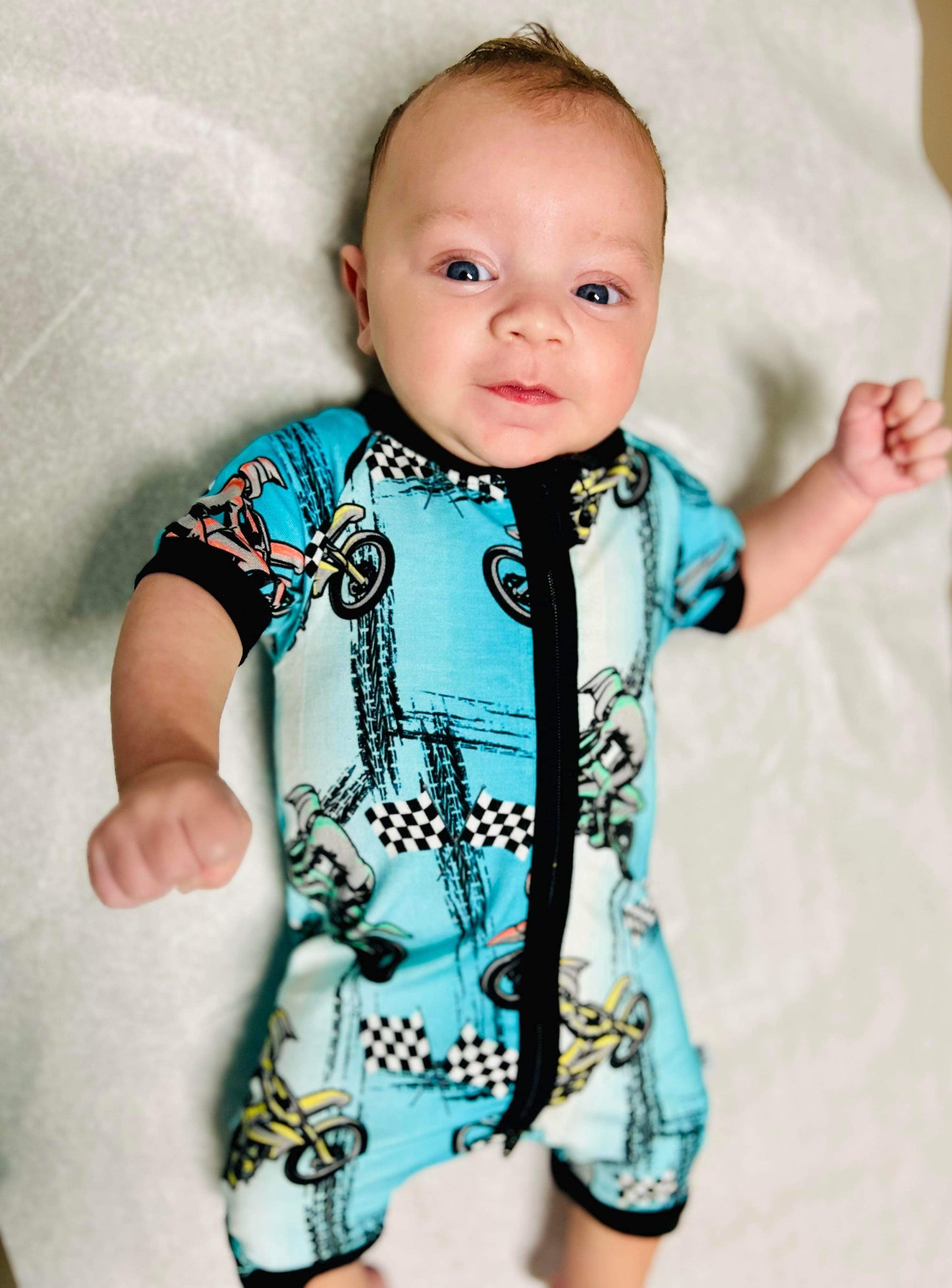 Dirt bike Bamboo Shortie Romper -DS
