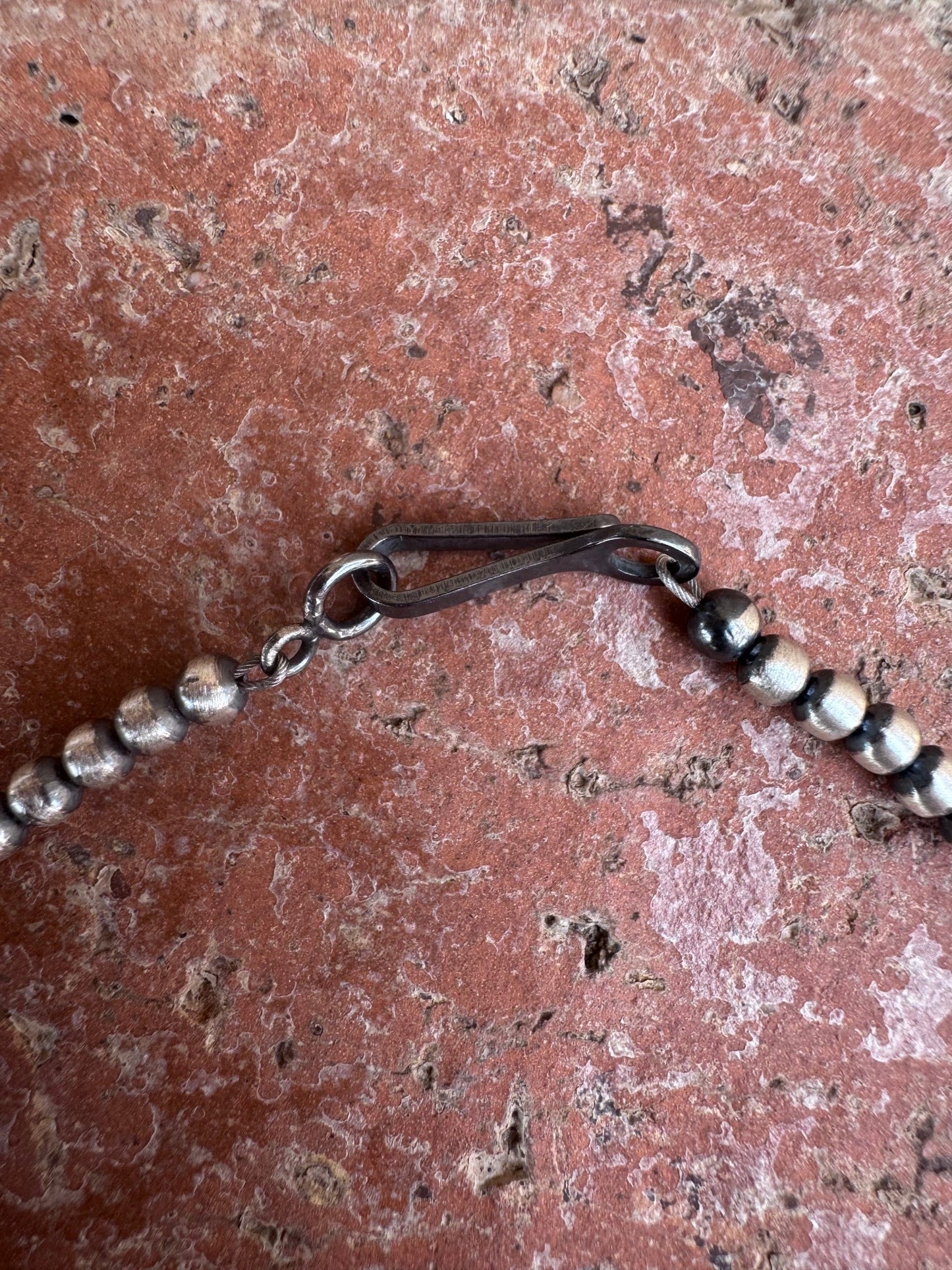 Handcrafted Sterling Silver & Turquoise Pearl 3-8mm Beaded Bow Tie Necklace 18"-DS