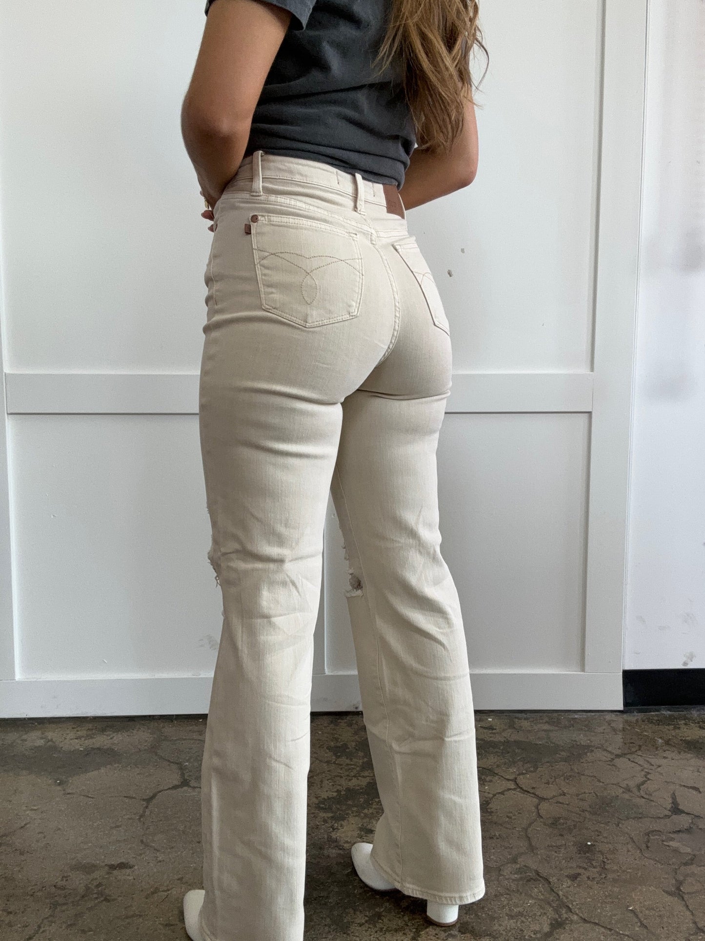 More To Come High Waist Distressed Wide Leg Jeans -DS