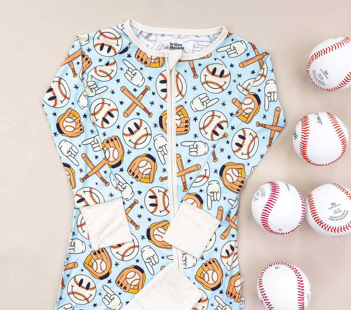 BASEBALL SMILEY DREAM ROMPER -DS