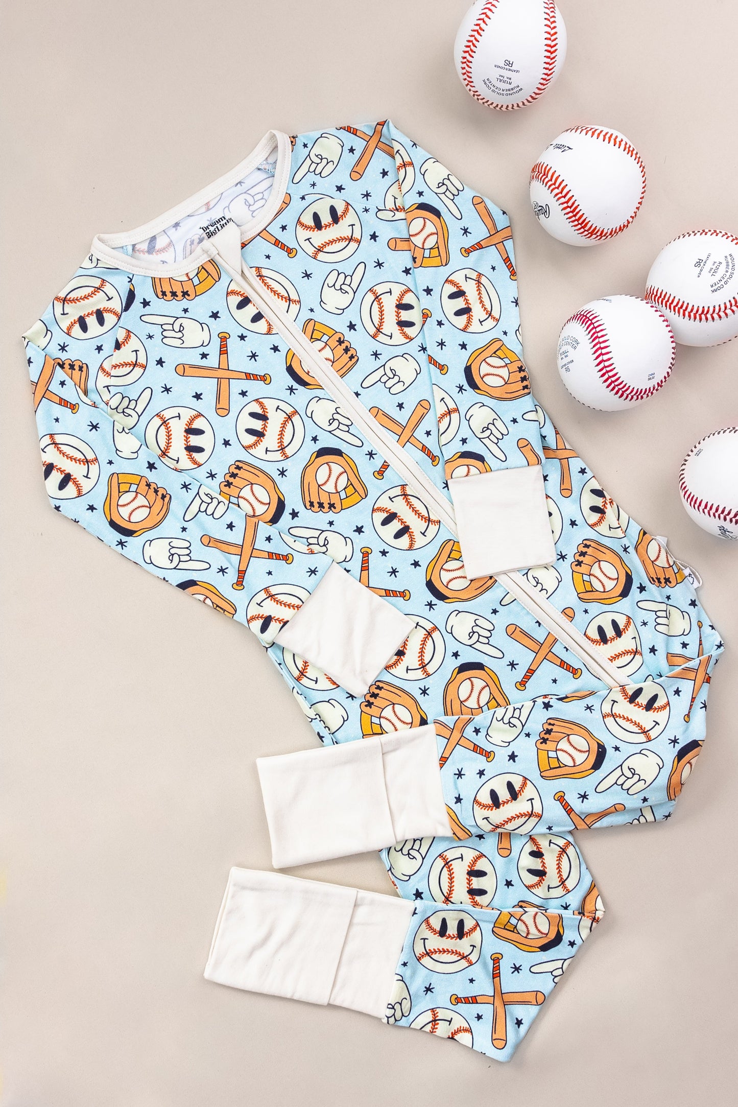 BASEBALL SMILEY DREAM ROMPER -DS