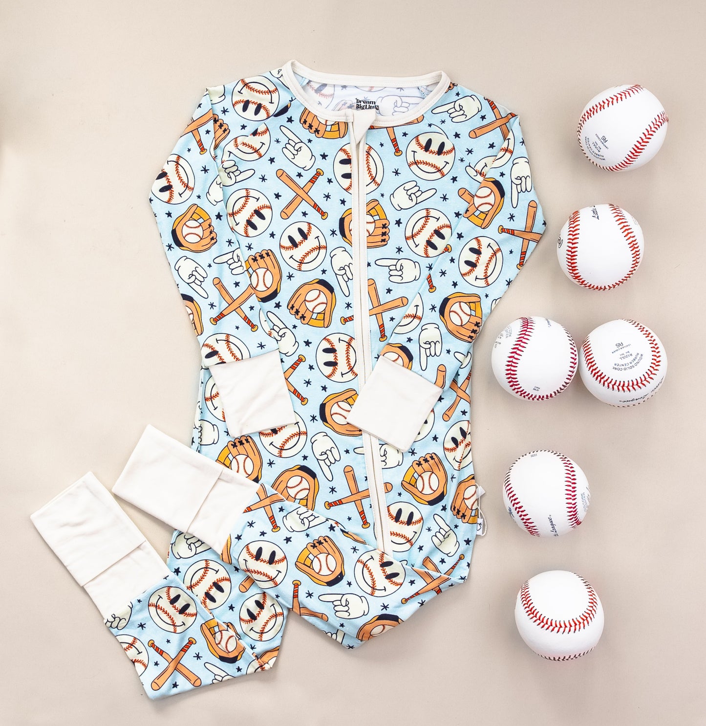 BASEBALL SMILEY DREAM ROMPER -DS